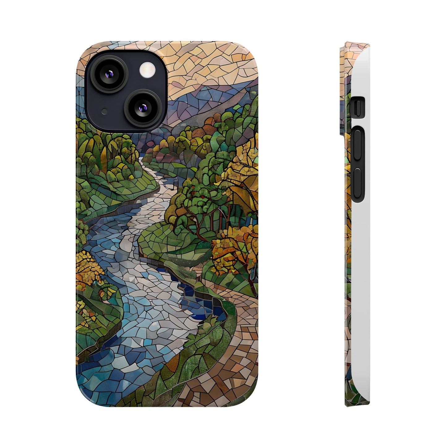 Cuyahoga Valley Mosaic Slim Phone Case, Midwest Forest Art, Scenic Nature Aesthetic, Unique Gift for Nature Lovers