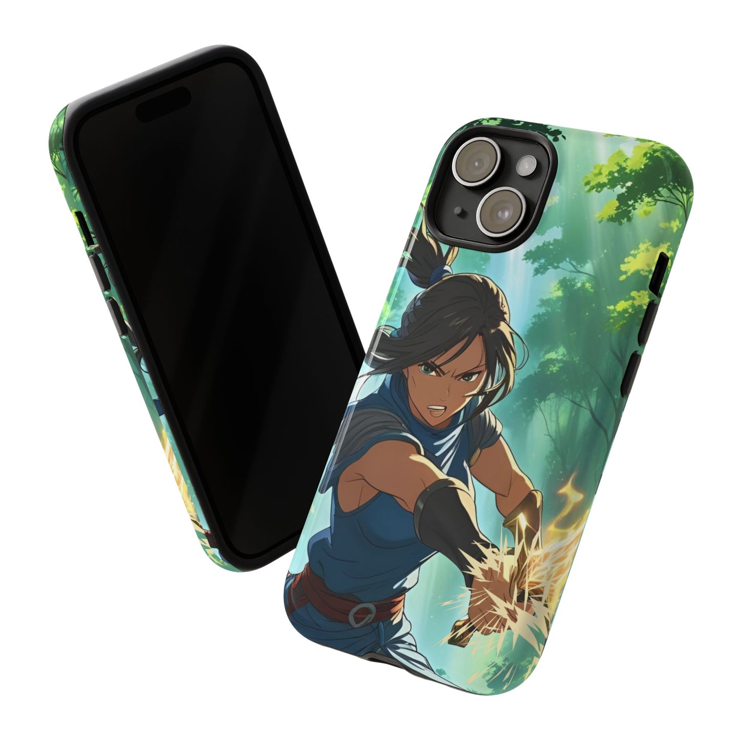 Anime Warrior Girl Tough Phone Case - Japanese Action Aesthetic, Fierce Heroine Design, Compatible with iPhone, Galaxy, and Google Phones
