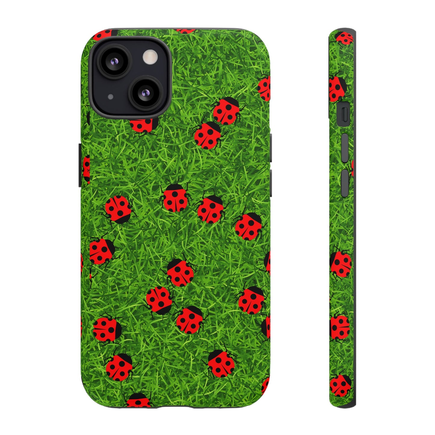 Ladybug Tough Phone Case - Cute Insect Aesthetic, Nature Pattern Art Design, Compatible with iPhone, Galaxy, and Google Phones