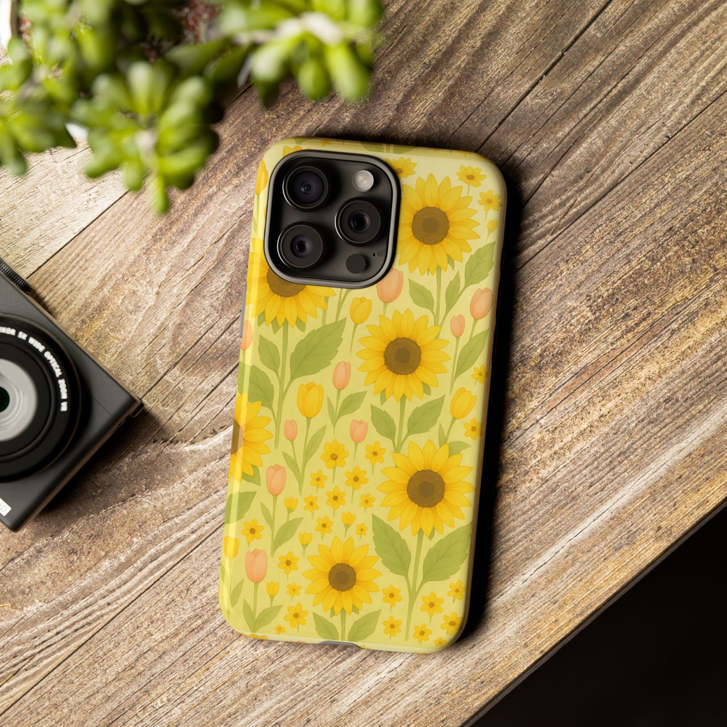 Sunflower Floral Phone Case, Watercolor Botanical Print, Aesthetic Tough Phone Case, Compatible with iPhone, Galaxy, Google