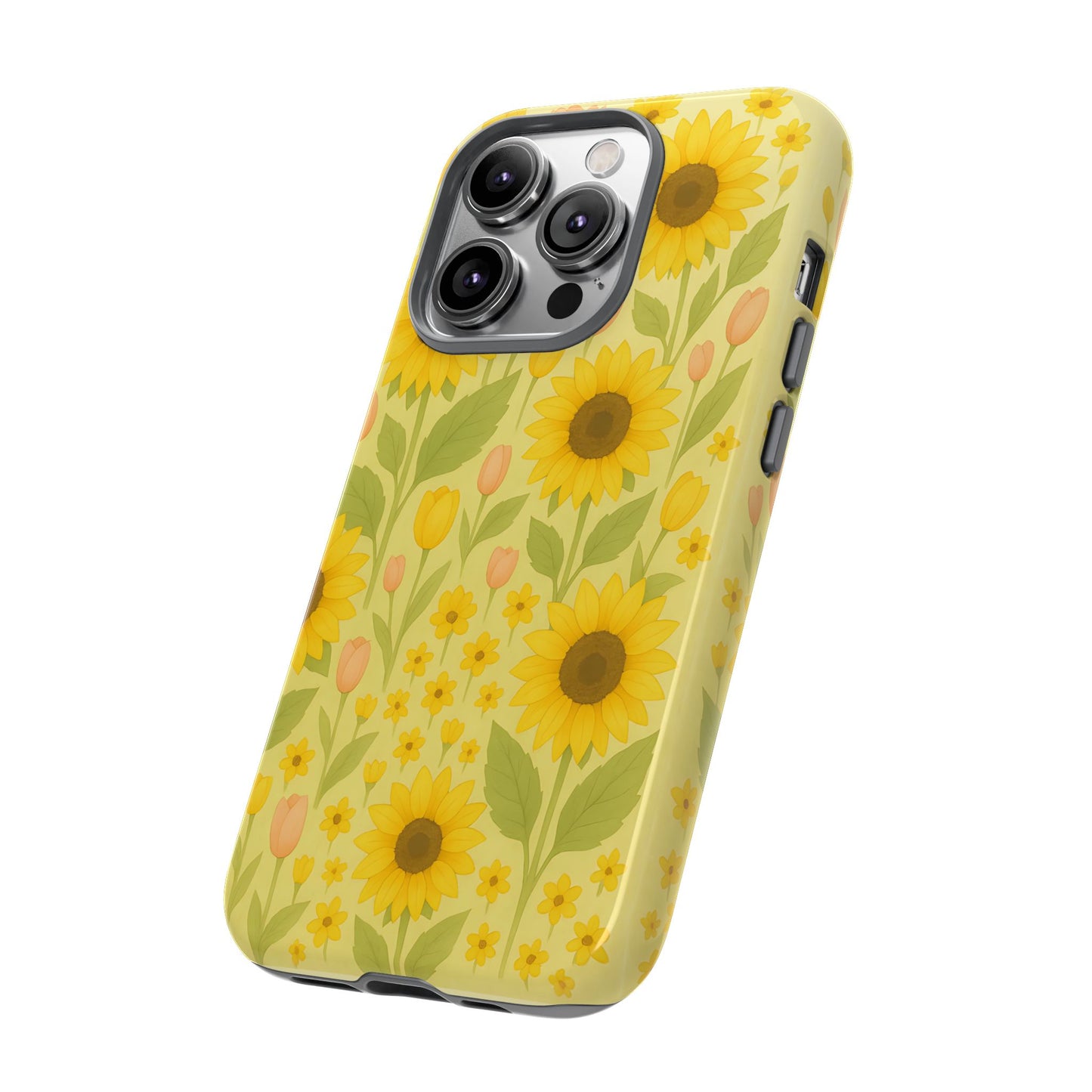 Sunflower Floral Phone Case, Watercolor Botanical Print, Aesthetic Tough Phone Case, Compatible with iPhone, Galaxy, Google