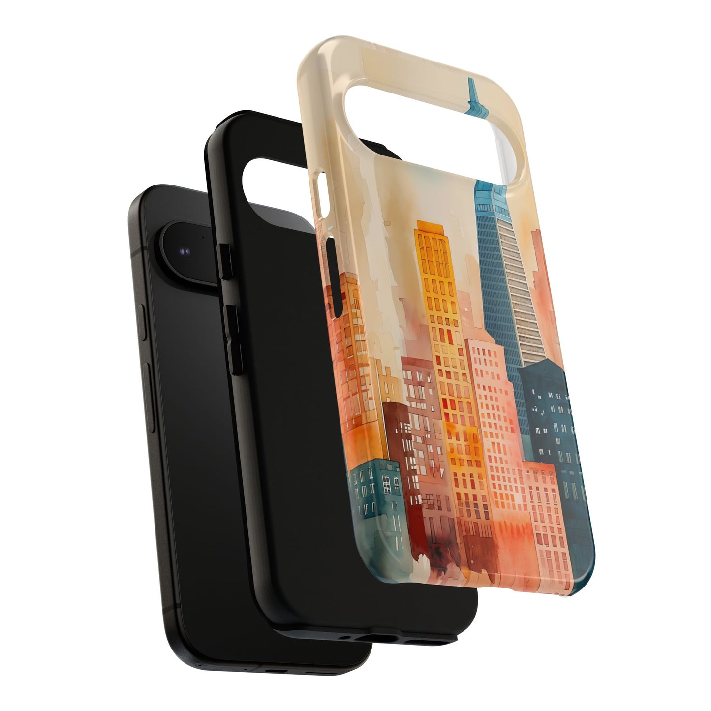 San Francisco Cityscape Tough Phone Case - Tropical Skyline Aesthetic, Sunset Beach Urban Art, Compatible with iPhone, Galaxy, and Google