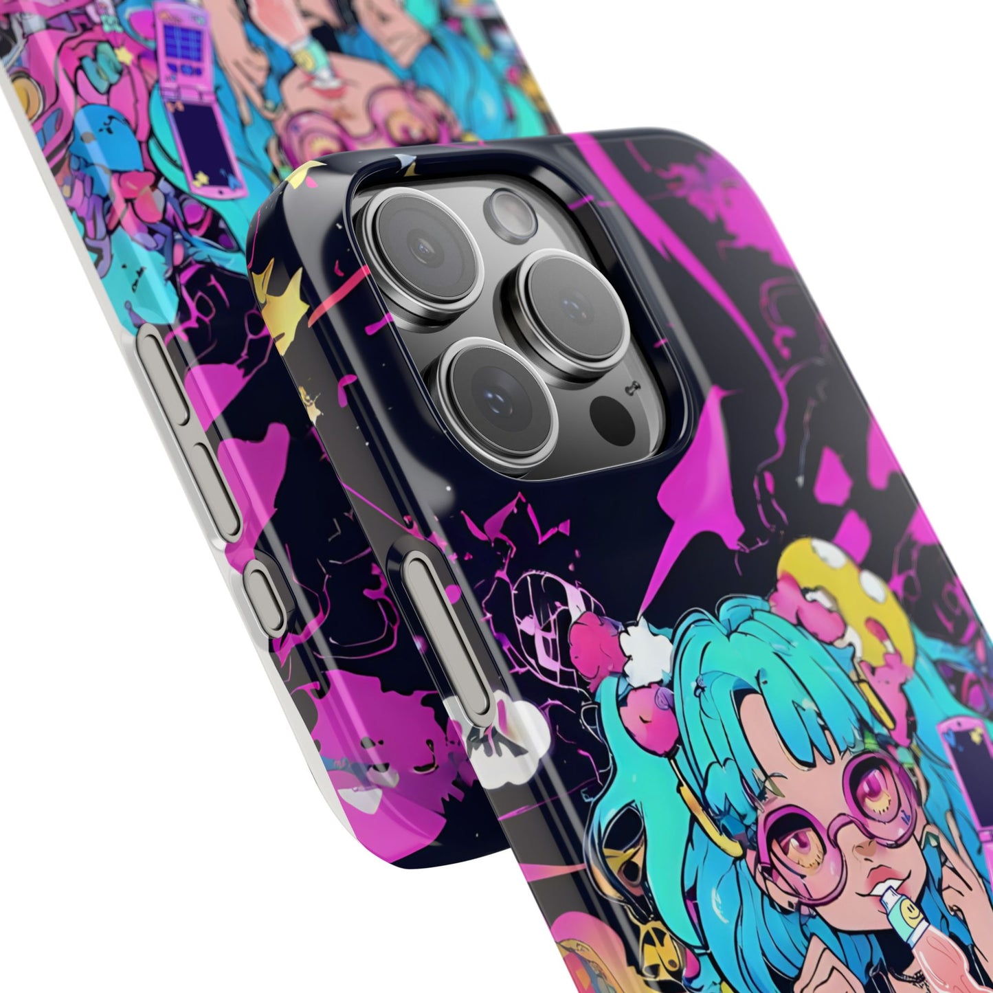 2K Anime Girl Slim Phone Case - Kawaii Vaporwave Style, Cute Maximalist Aesthetic, Cute Phone Covers, Unique Gifts for Teens