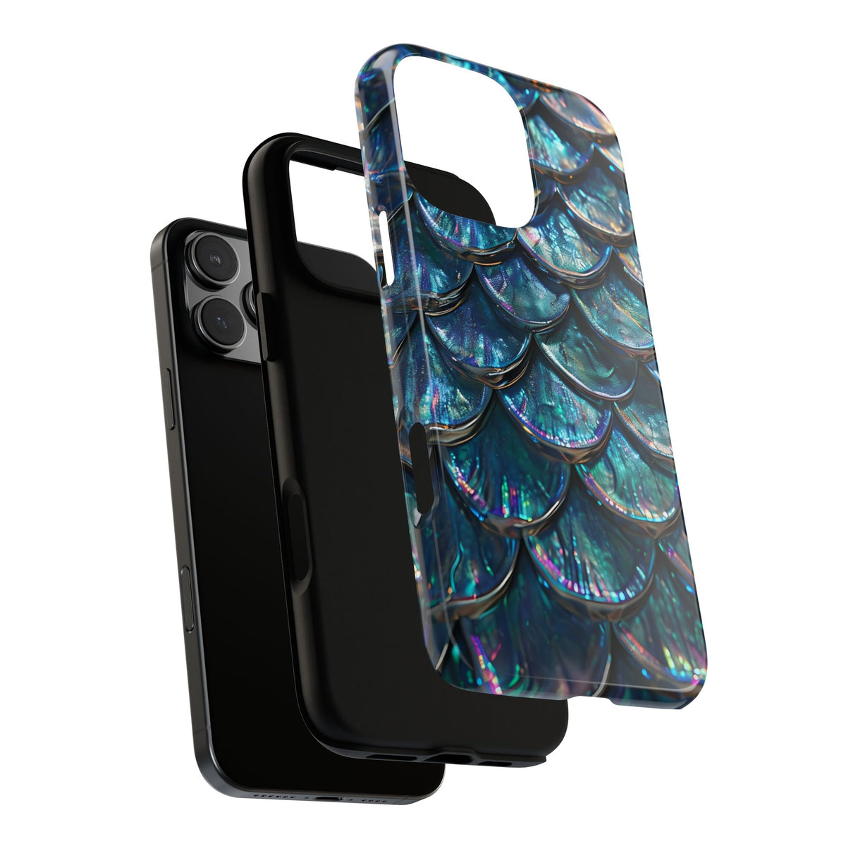 Mermaid Scale Tough Phone Case, Holographic Ocean Aesthetic, Compatible with iPhone 17 16 15 14 13, Galaxy, Google