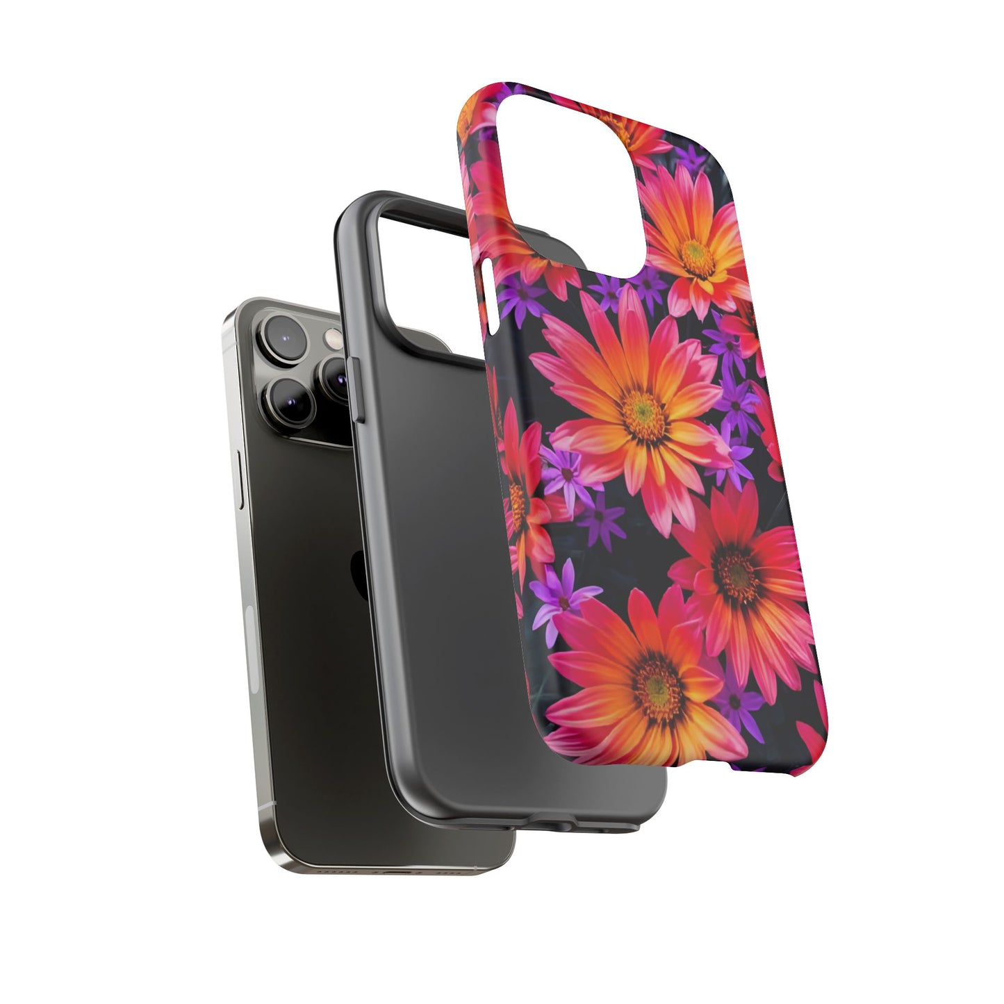 Bold Garden Flower Tough Phone Case - Colorful Floral Print, Bright Botanical Aesthetic, Compatible with iPhone, Galaxy, and Google Phones