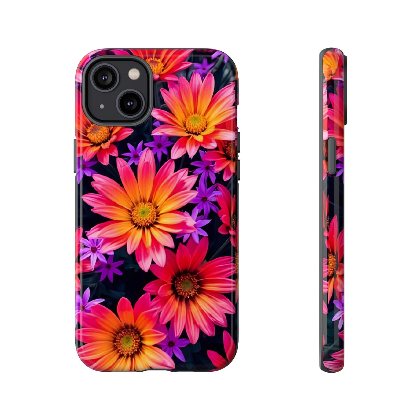 Bold Garden Flower Tough Phone Case - Colorful Floral Print, Bright Botanical Aesthetic, Compatible with iPhone, Galaxy, and Google Phones