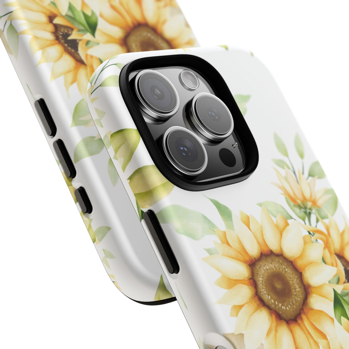 Sunflower Floral Tough Phone Case - Watercolor Botanical Art, Bright Nature Aesthetic, Compatible with iPhone, Galaxy, and Google Phones