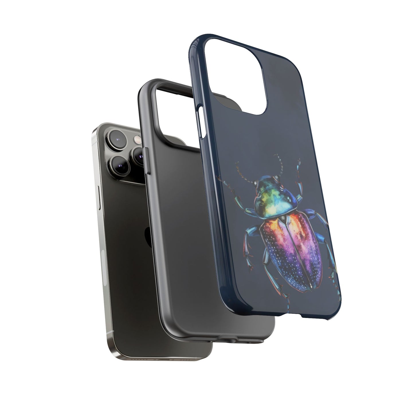 Iridescent Beetle Tough Phone Case - Insect Art Design, Nature-Inspired Pattern, Compatible with iPhone, Galaxy, and Google Phones