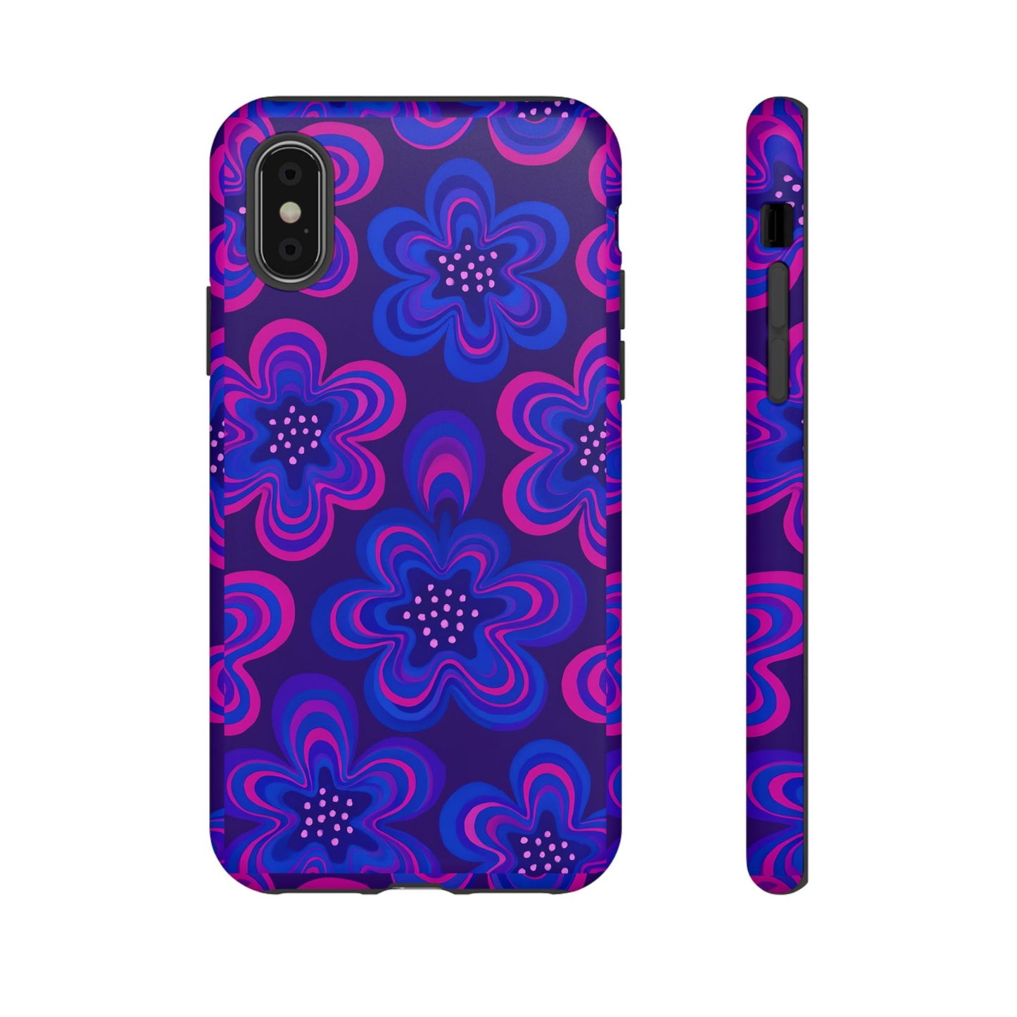 Retro Swirl Flower Tough Phone Case - Groovy Psychedelic Floral Pattern, Funky Vintage Aesthetic, Compatible with iPhone, Galaxy, and Google