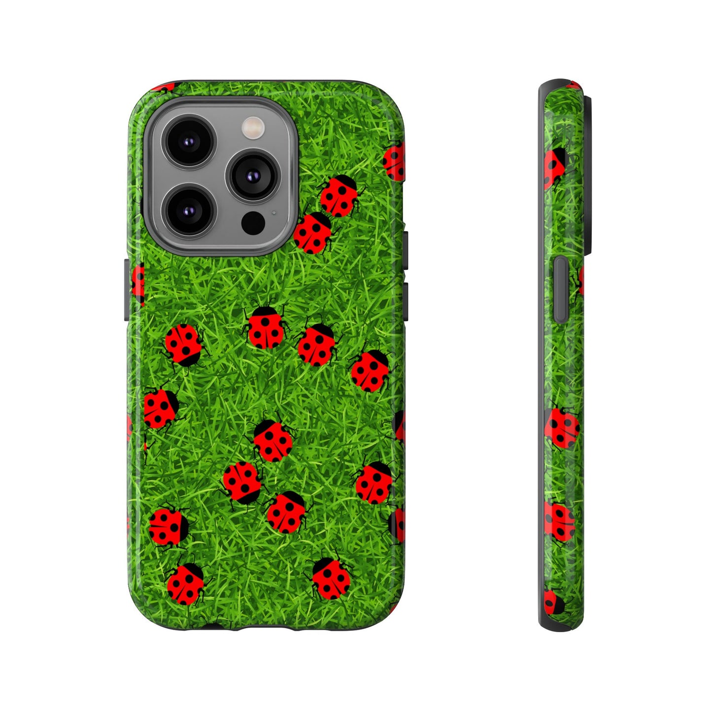 Ladybug Tough Phone Case - Cute Insect Aesthetic, Nature Pattern Art Design, Compatible with iPhone, Galaxy, and Google Phones