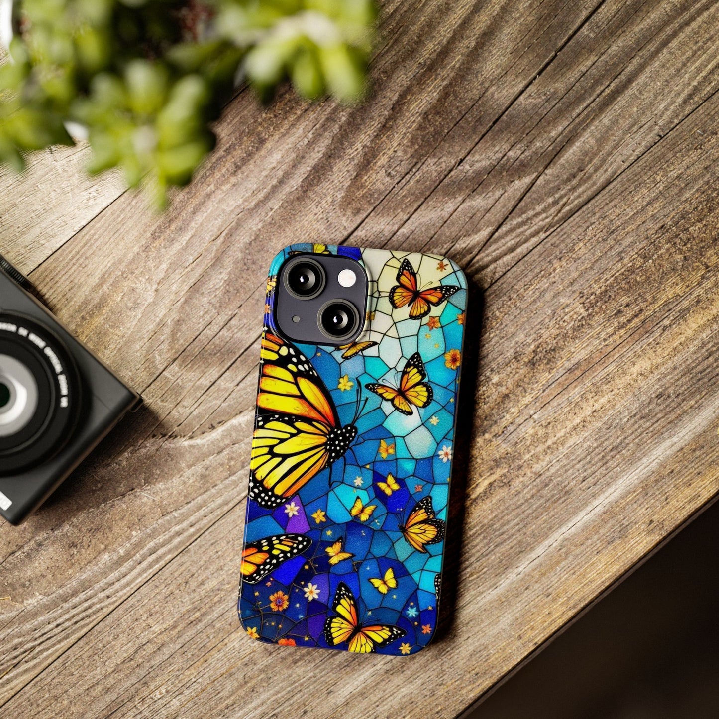 Butterfly Garden Slim Phone Case - Colorful Floral Design, Gift for Nature Lovers, Birthday Surprise, Eco-Friendly, Summer Vibes
