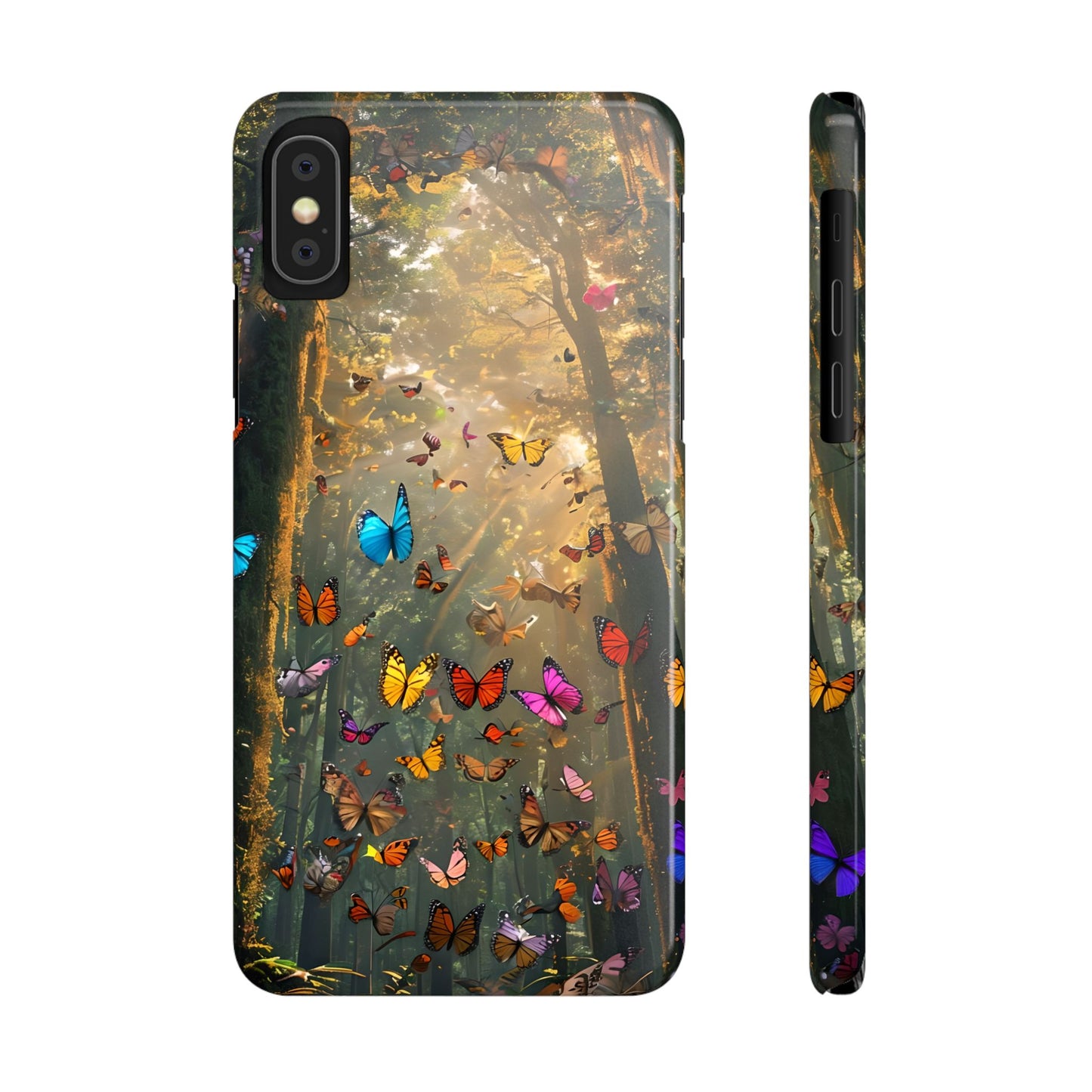 Butterfly Forest Slim Phone Cases - Nature Inspired, Colorful Phone Cover, Eco-Friendly Gift, Butterfly Lovers, Floral Design, Outdoor Vibe