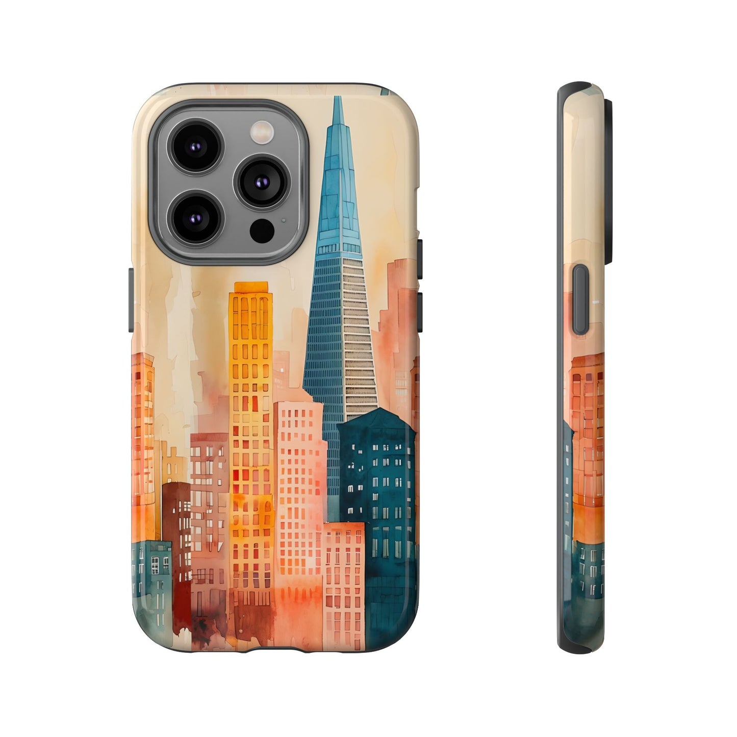 San Francisco Cityscape Tough Phone Case - Tropical Skyline Aesthetic, Sunset Beach Urban Art, Compatible with iPhone, Galaxy, and Google