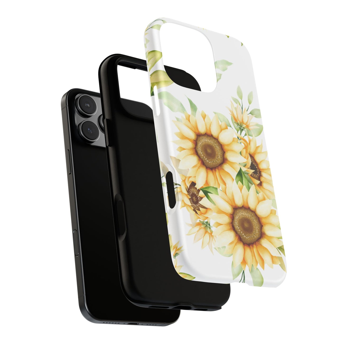 Sunflower Floral Tough Phone Case - Watercolor Botanical Art, Bright Nature Aesthetic, Compatible with iPhone, Galaxy, and Google Phones