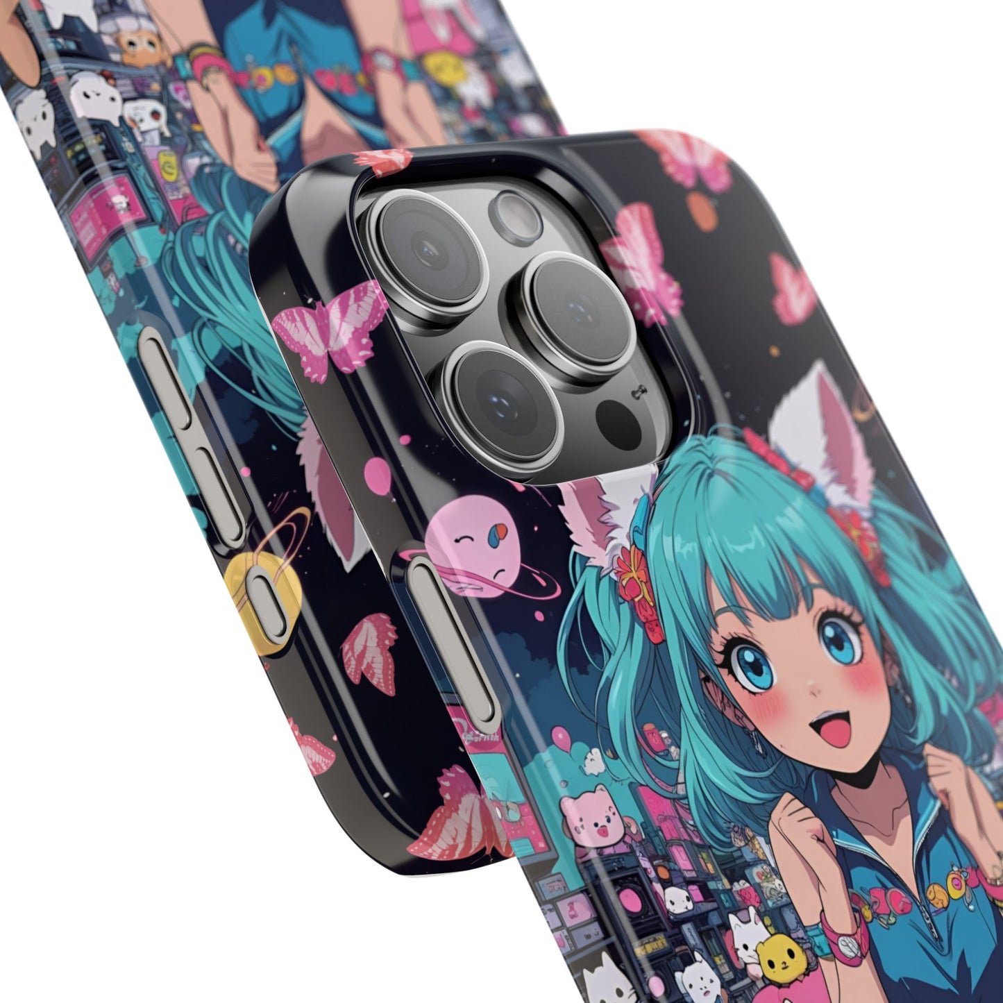 Y2K Anime Girl Slim Phone Case, Kawaii Vaporwave Style, Cute Maximalist Aesthetic, Anime Design, Slim Protection, Aesthetic Accessory