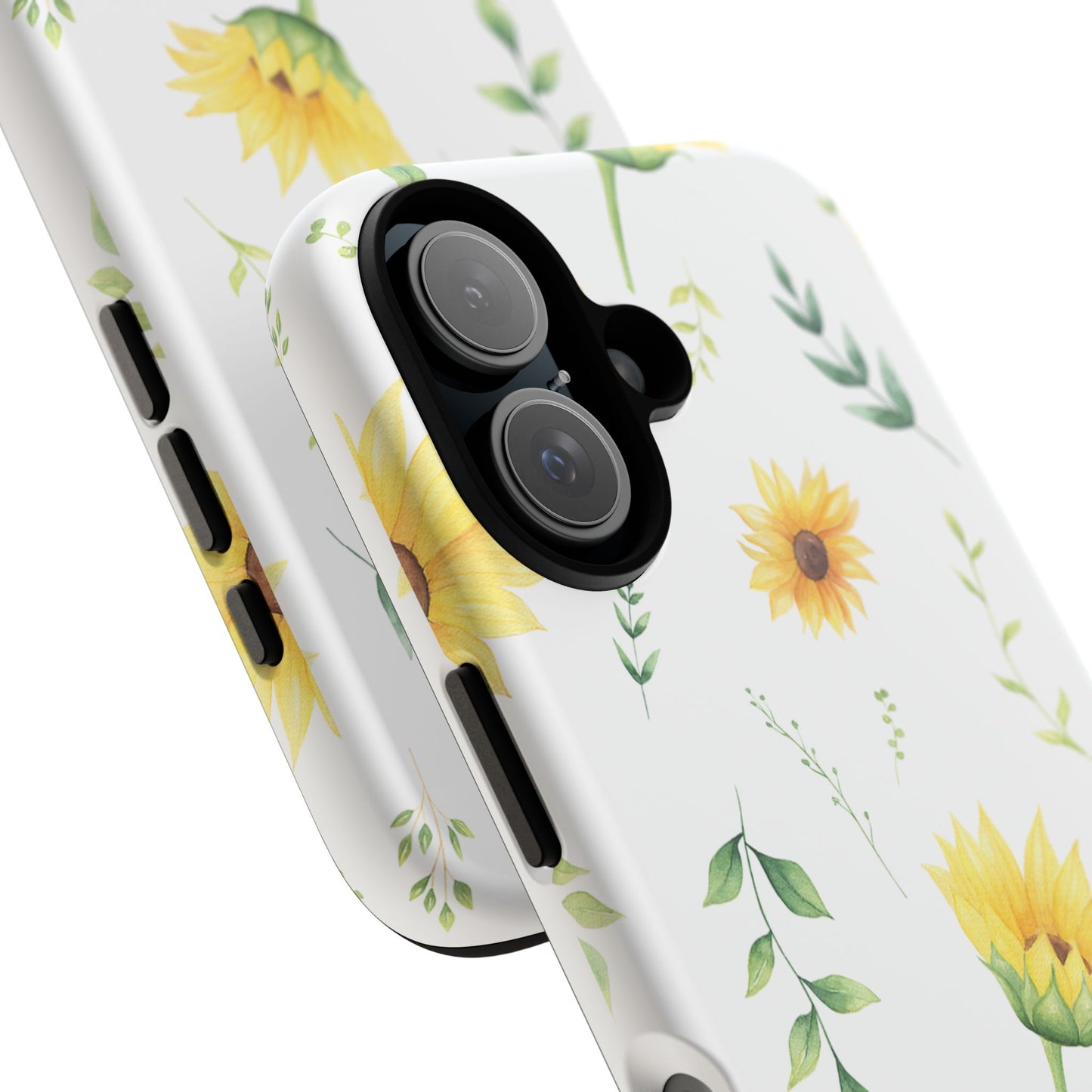 Sunflower Floral Tough Phone Case - Watercolor Botanical Print, Bright Nature Aesthetic, Compatible with iPhone, Galaxy, and Google Phones