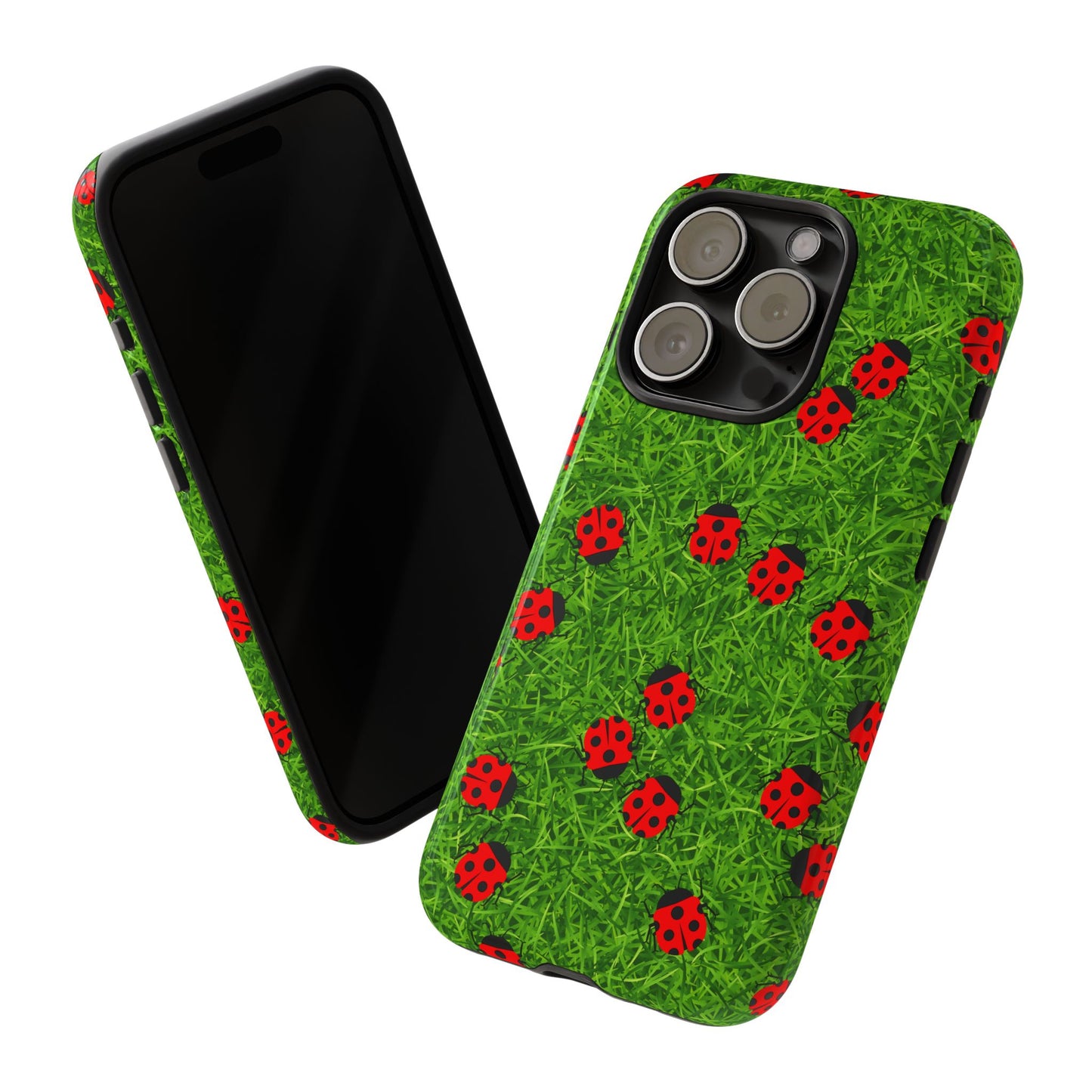 Ladybug Tough Phone Case - Cute Insect Aesthetic, Nature Pattern Art Design, Compatible with iPhone, Galaxy, and Google Phones
