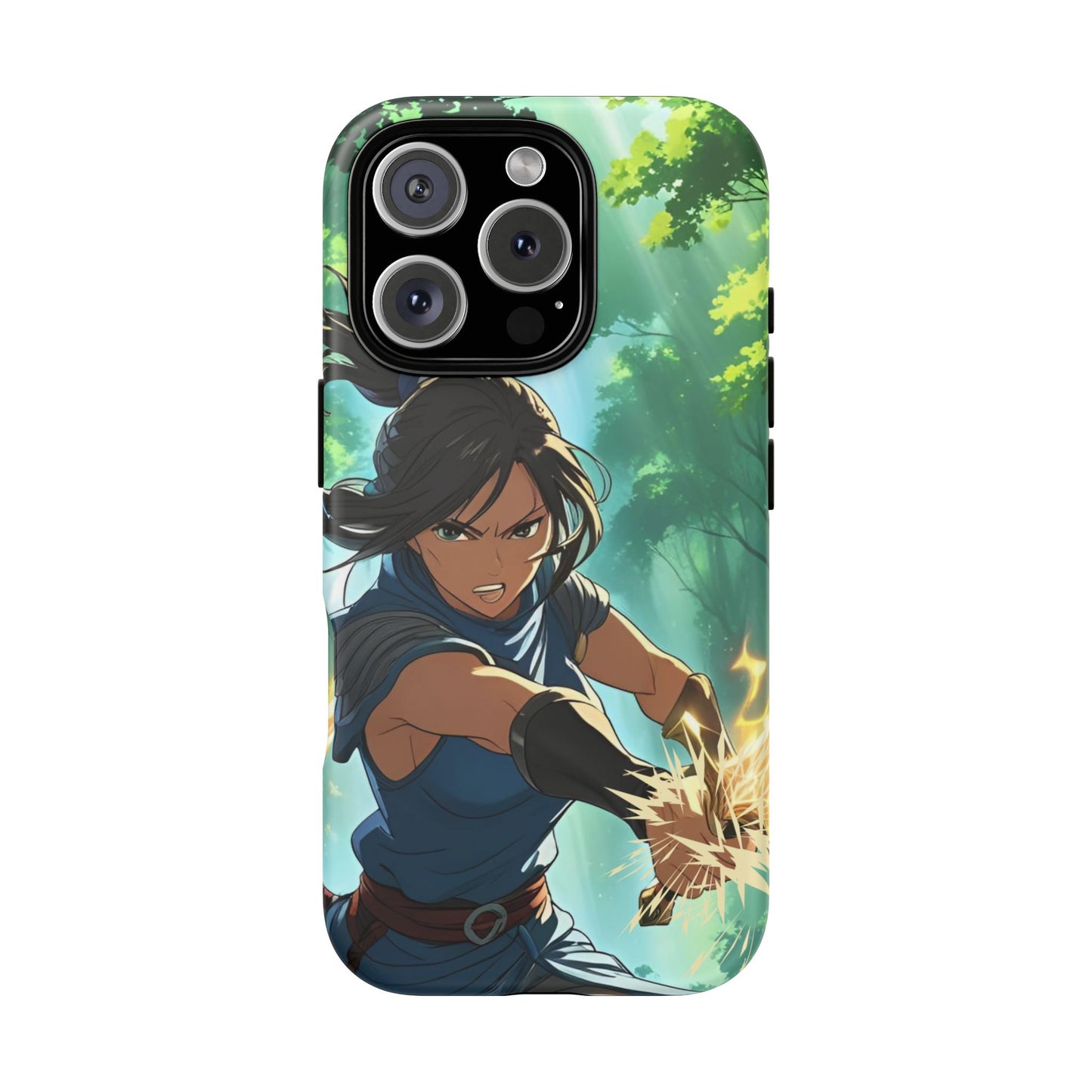 Anime Warrior Girl Tough Phone Case - Japanese Action Aesthetic, Fierce Heroine Design, Compatible with iPhone, Galaxy, and Google Phones