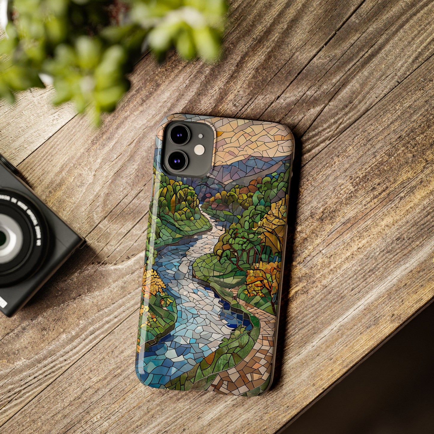 Cuyahoga Valley Mosaic Slim Phone Case, Midwest Forest Art, Scenic Nature Aesthetic, Unique Gift for Nature Lovers