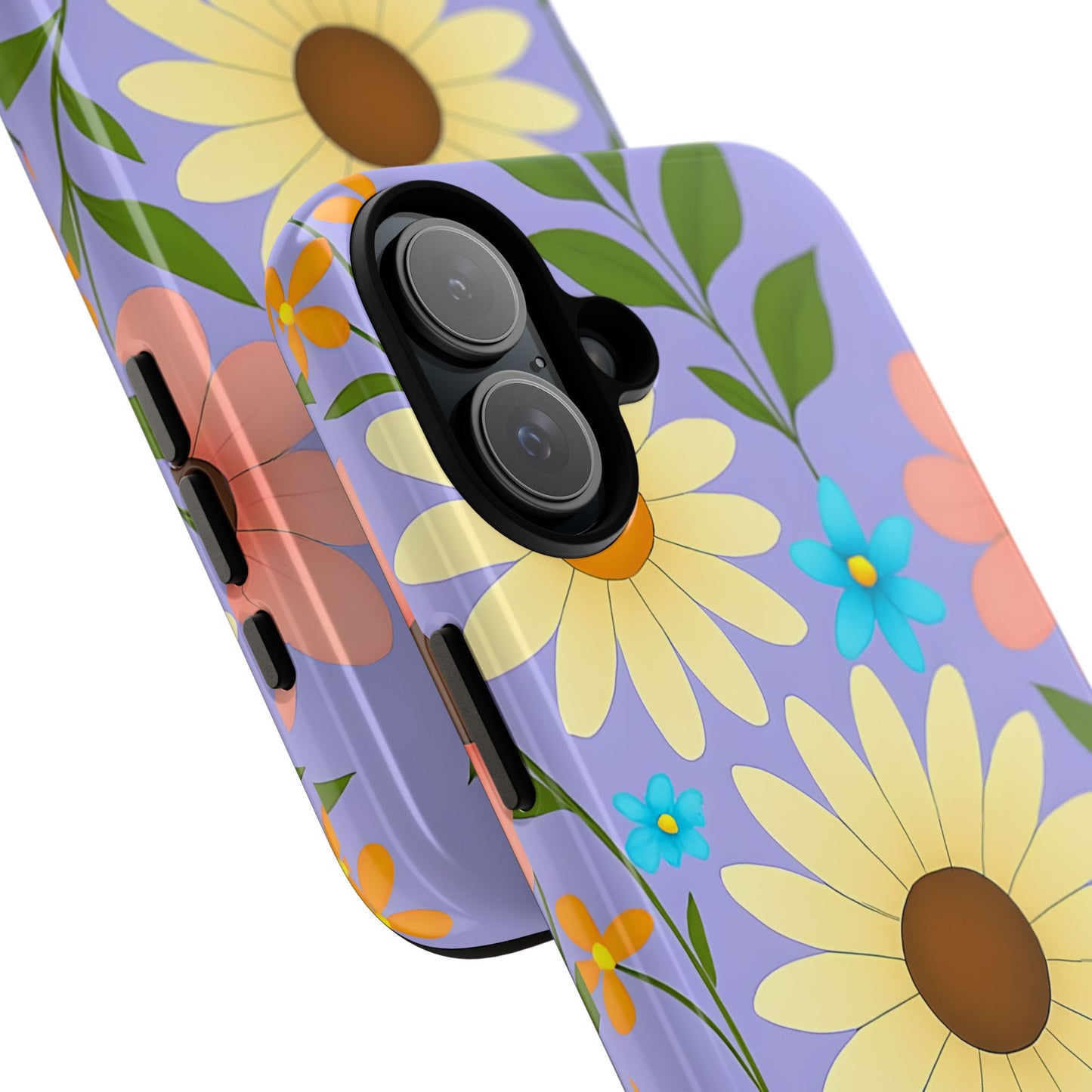 Minimal Daisy Flower Tough Phone Case - Retro Coquette Floral Print, Cute Soft Aesthetic, Compatible with iPhone, Galaxy, and Google Phones
