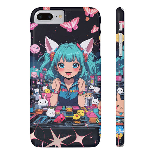 Y2K Anime Girl Slim Phone Case, Kawaii Vaporwave Style, Cute Maximalist Aesthetic, Anime Design, Slim Protection, Aesthetic Accessory