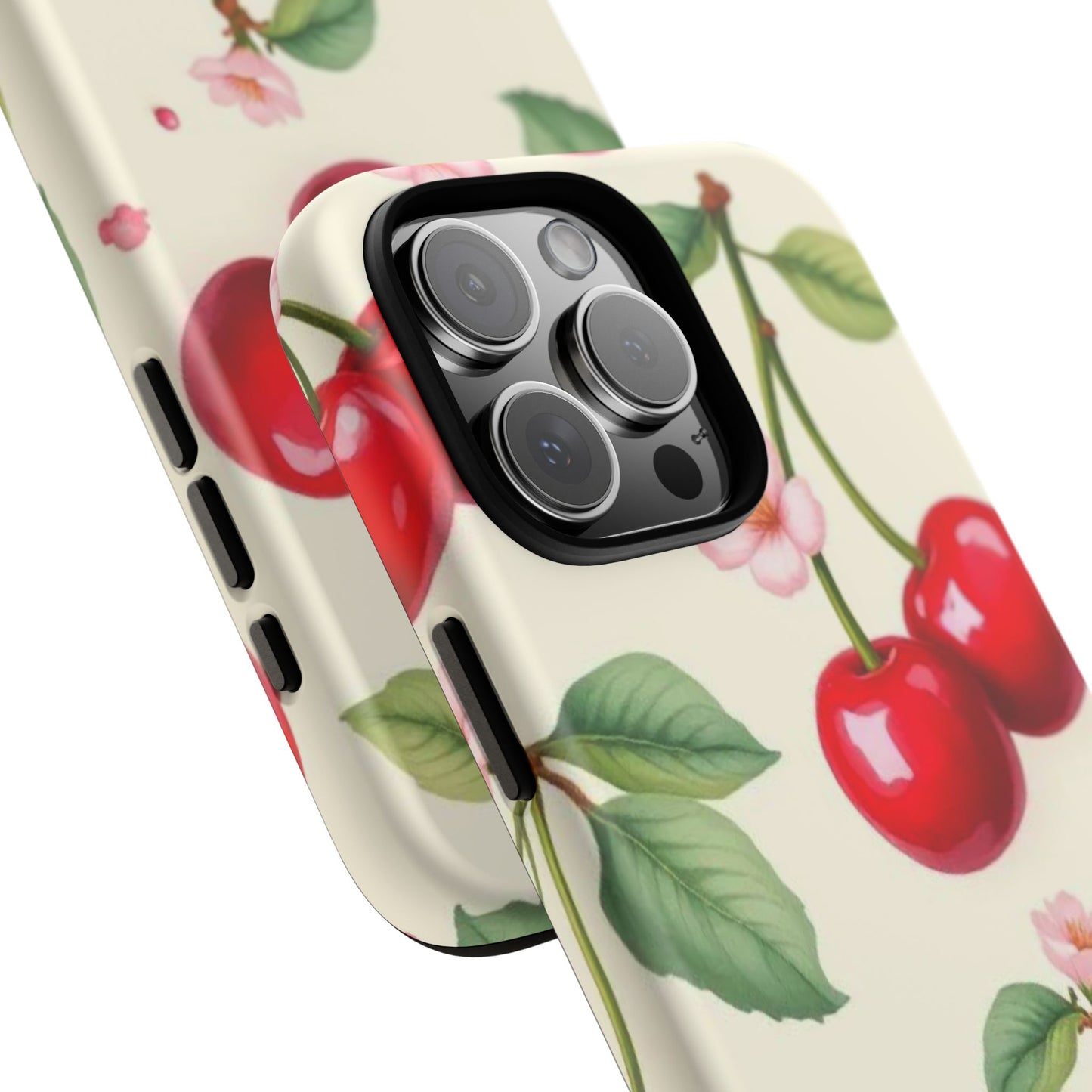 Cherries Coquette Style Tough Case Cute Vintage Aesthetic Phone Cover compatible with iPhone, Samsung, Pixel Coquette Cherry Floral Design