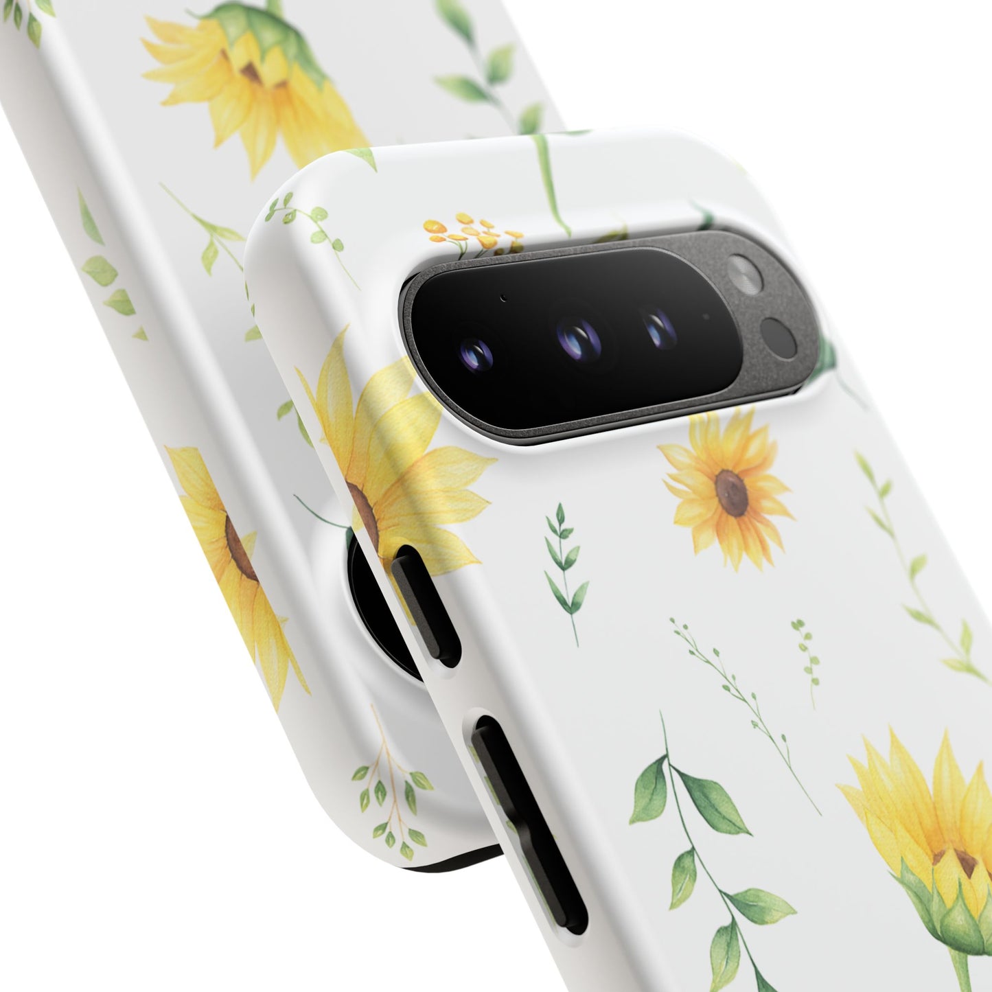 Sunflower Floral Tough Phone Case - Watercolor Botanical Print, Bright Nature Aesthetic, Compatible with iPhone, Galaxy, and Google Phones