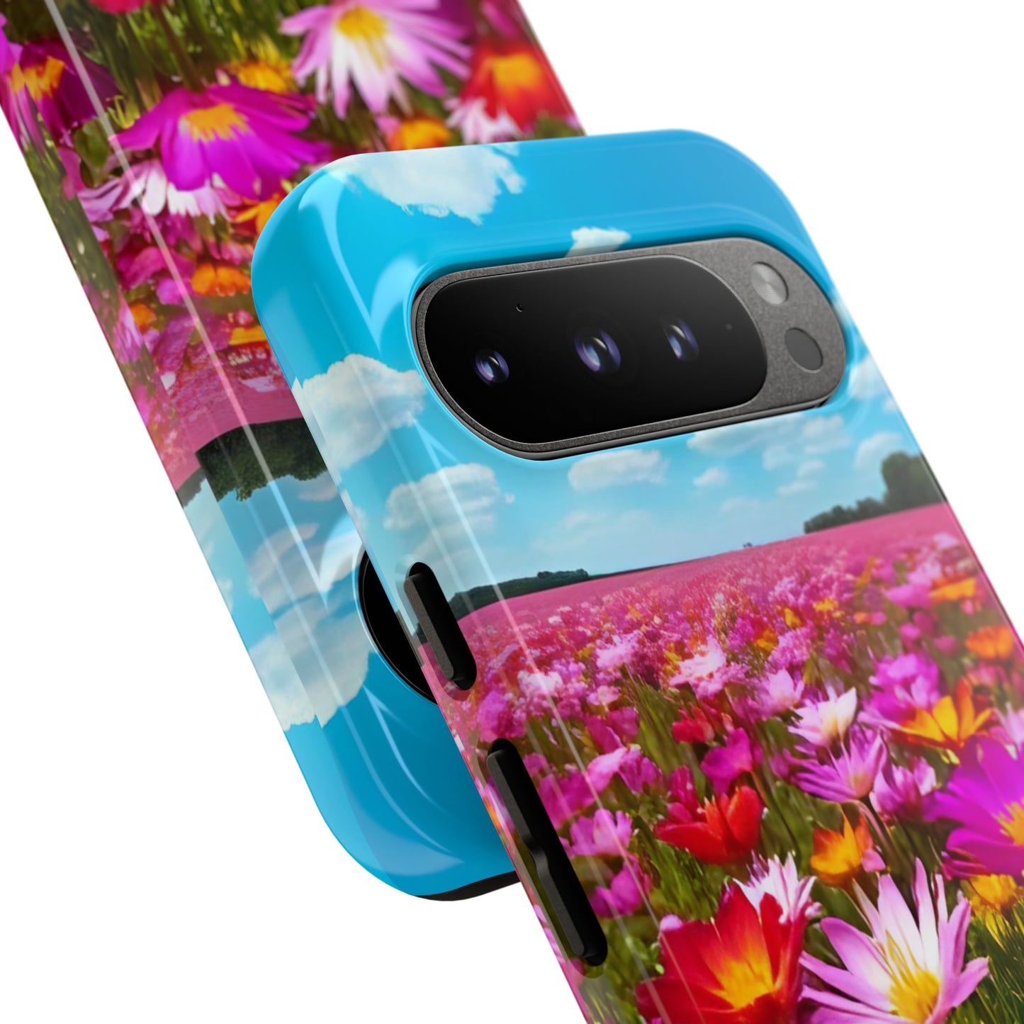 Flower Field Tough Phone Case - Wildflower Meadow Print, Colorful Nature Aesthetic, Compatible with iPhone, Galaxy, and Google Phones