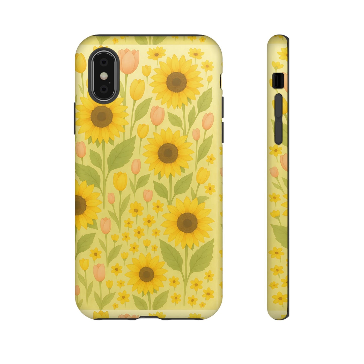 Sunflower Floral Phone Case, Watercolor Botanical Print, Aesthetic Tough Phone Case, Compatible with iPhone, Galaxy, Google