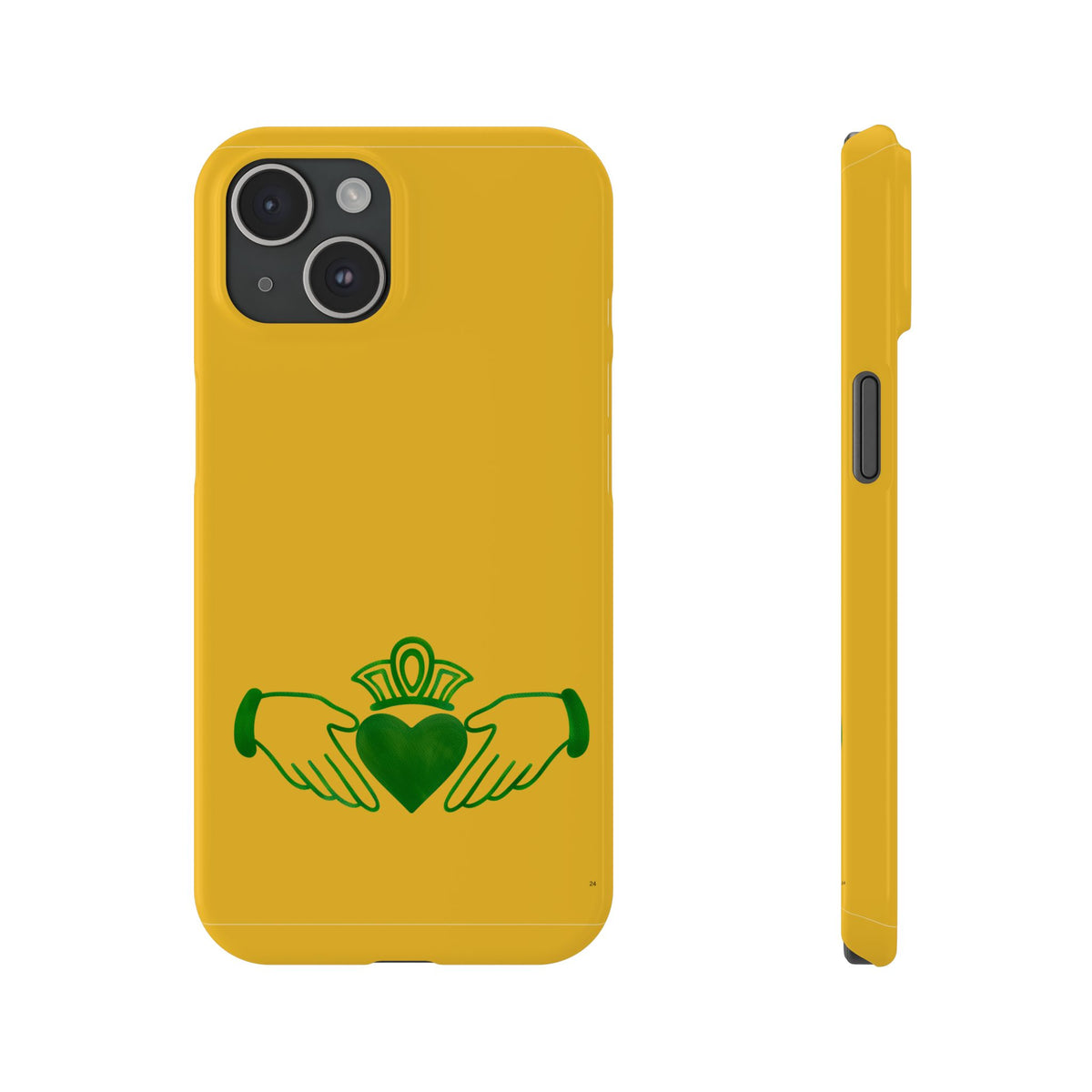Irish Claddagh Slim Phone Case, Gold and Green Design Phone Cover, Ireland Art Compatible with iPhone 17, 16, 15, 14, 13, 12, 11