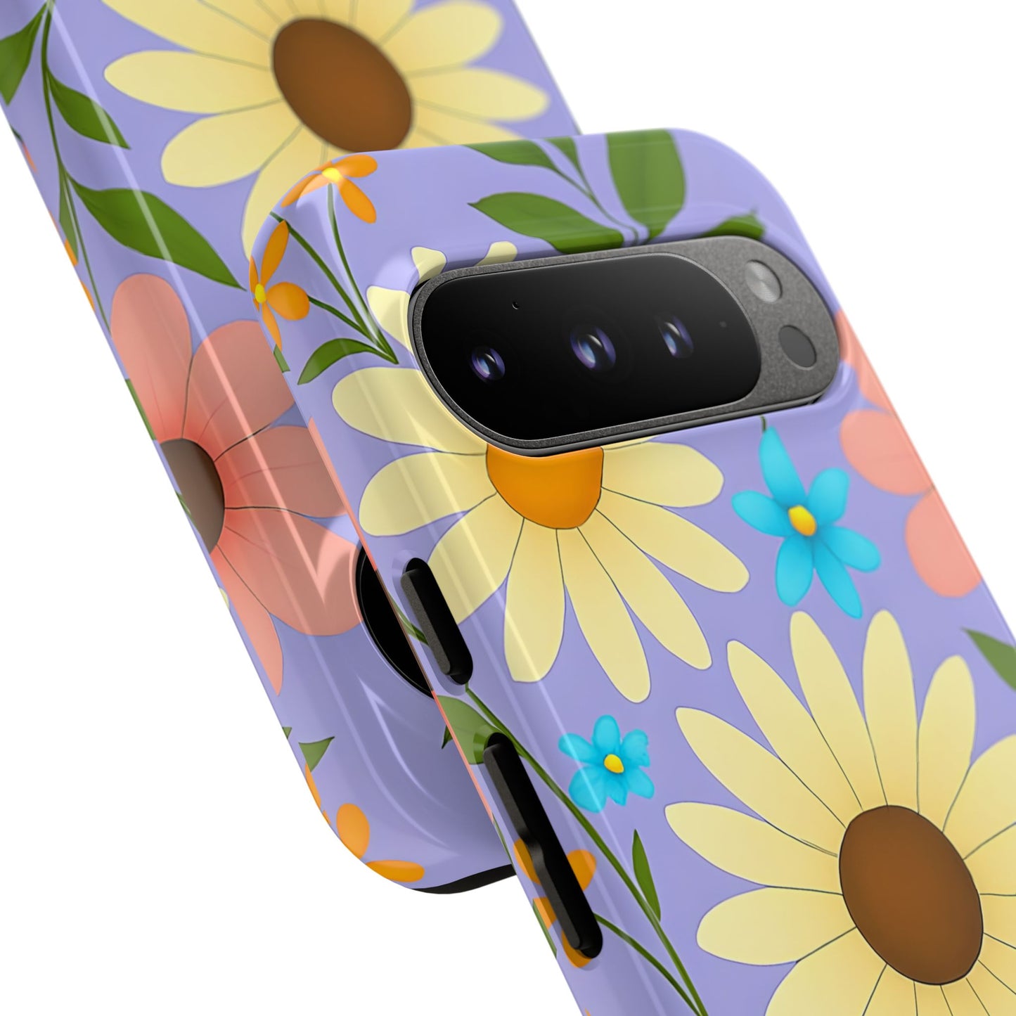 Minimal Daisy Flower Tough Phone Case - Retro Coquette Floral Print, Cute Soft Aesthetic, Compatible with iPhone, Galaxy, and Google Phones