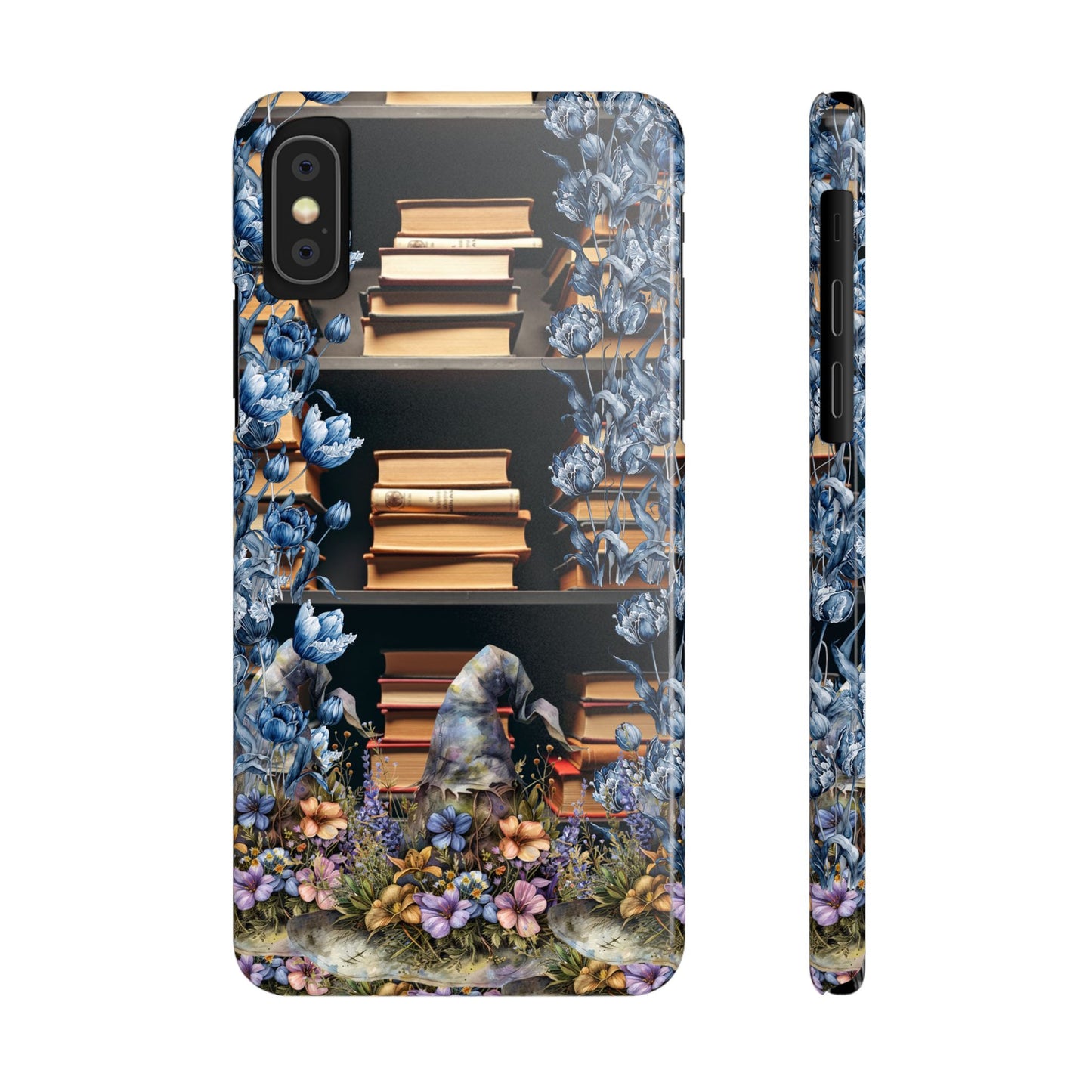 Artistic Bookworm Phone Case for Literary Lovers, Slim Case, Literary Gift, Book Lover Accessory, Floral Design, Unique Phone Accessories
