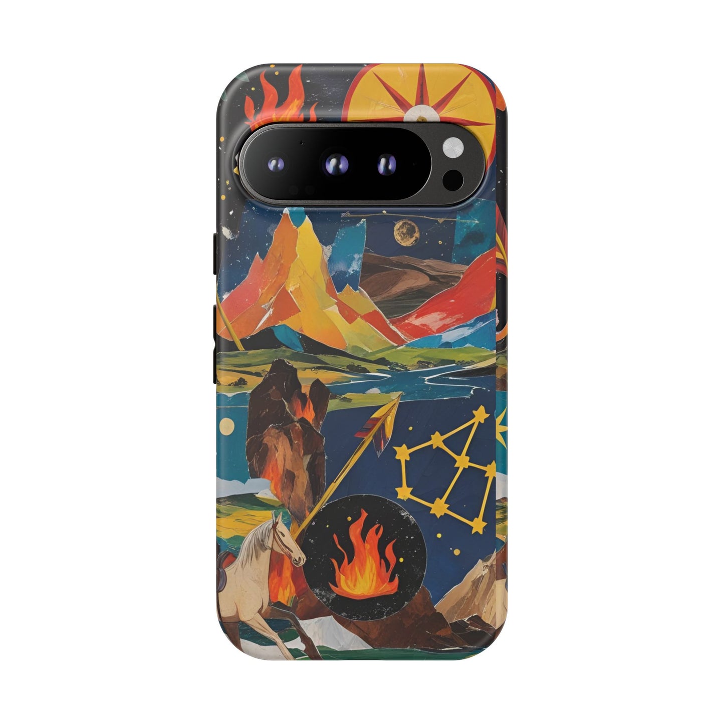 Sagittarius Zodiac Phone Case, Artistic Astrology Gift for Her, Celestial Fire Sign Cover with Constellation and Centaur, Birthday Gift