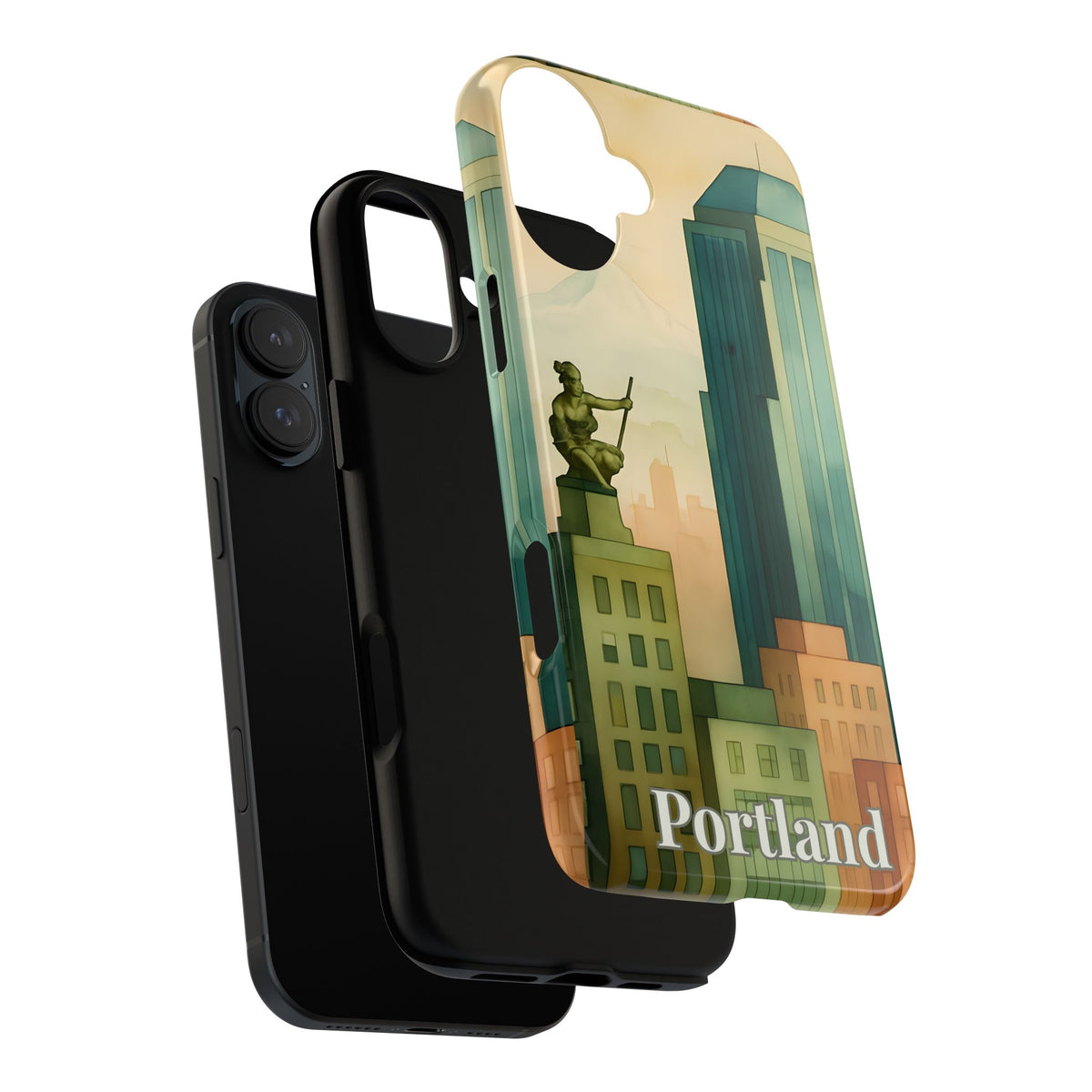 Portland Cityscape Phone Case • Urban Skyline Art Tough Case • Watercolor City Aesthetic • Gift for Travelers • Compatible with iPhone, Galaxy, Google