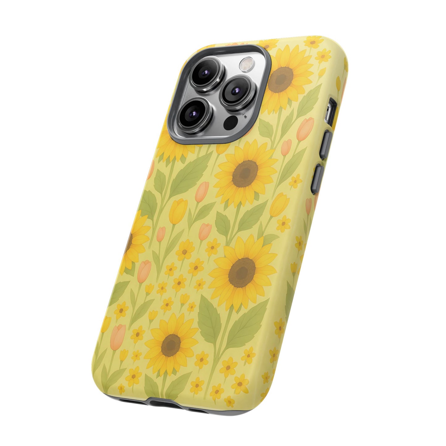 Sunflower Floral Phone Case, Watercolor Botanical Print, Aesthetic Tough Phone Case, Compatible with iPhone, Galaxy, Google