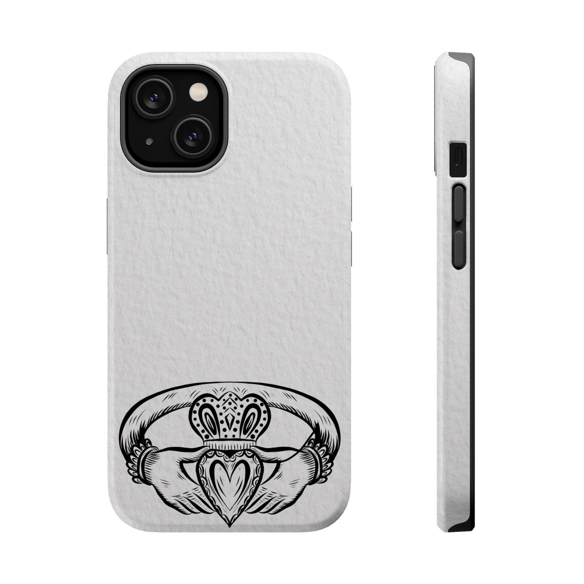Claddagh Magnetic Phone Case Irish Symbol Ring Minimal Black White Design Love Loyalty Friendship Compatible with iPhone