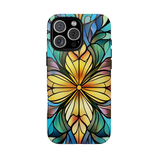 Stained Glass Sunshine Floral Phone Case, Tough Protective Gift for Women - fits iPhone 16 Pro Max Plus 15 14 13 12 11 X Samsung, Pixel
