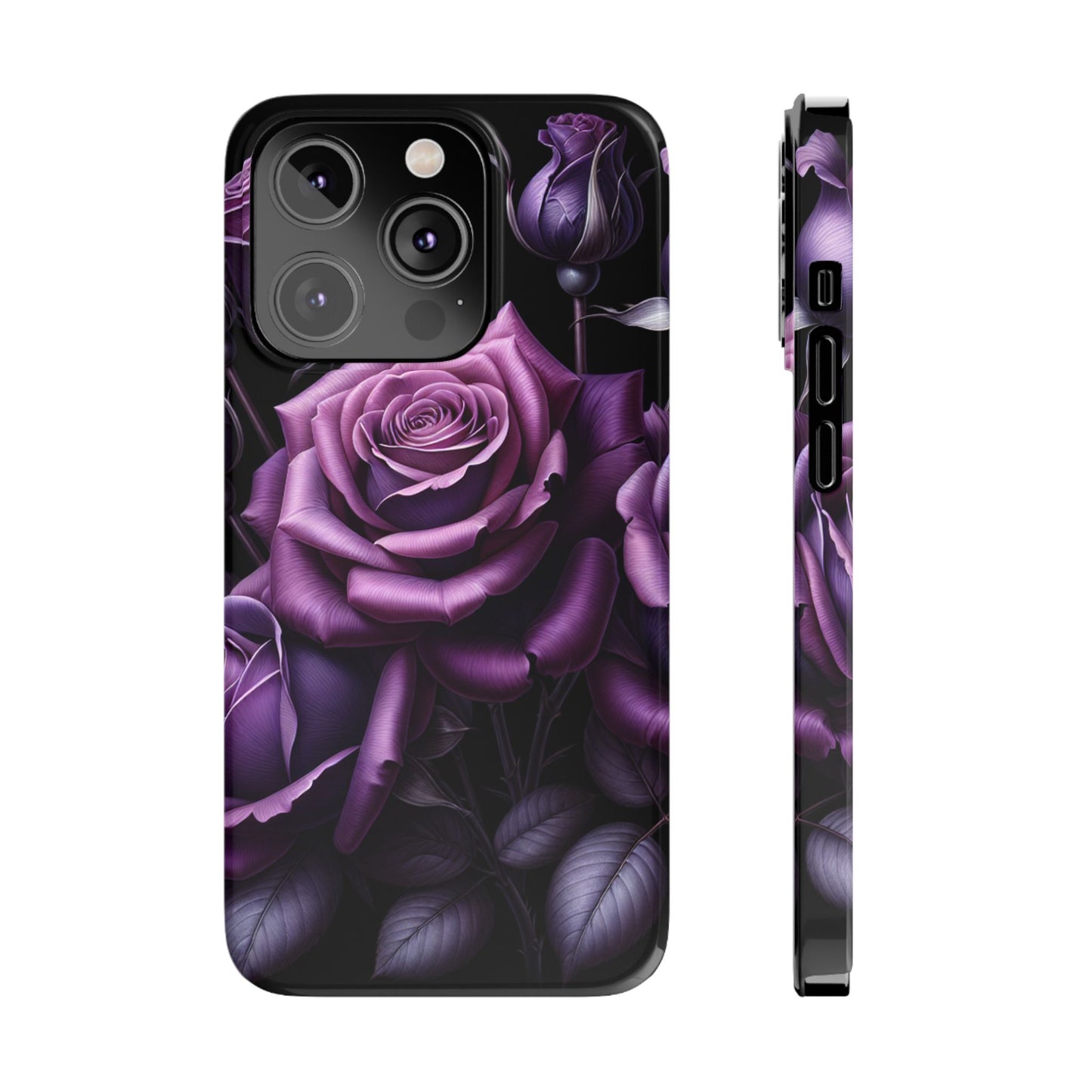 Purple Rose Slim Phone Cases, Floral Phone Cover, Elegant Smartphone Case, Gift for Her, Mother's Day Accessories