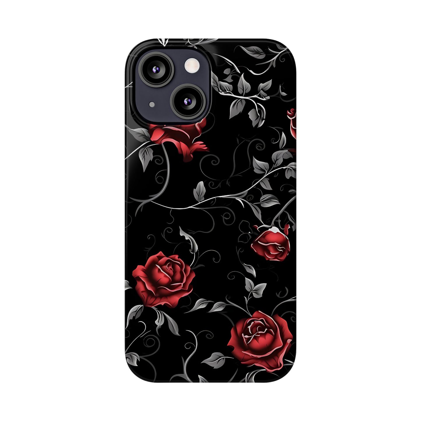 Elegant Floral Slim Phone Cases, Gothic Style Case, Rose Design Cover, Unique Gift for Her, Phone Accessories, Modern Chic