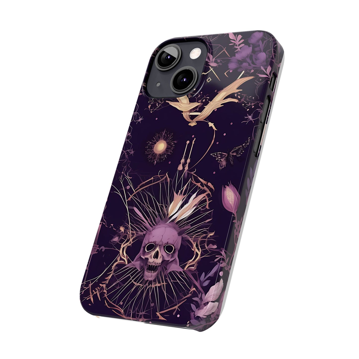 Gothic Floral Slim Phone Cases, Ghostly Style Mobile Cover, Dark Aesthetic Gift, Unique Protective Case, Perfect for Halloween