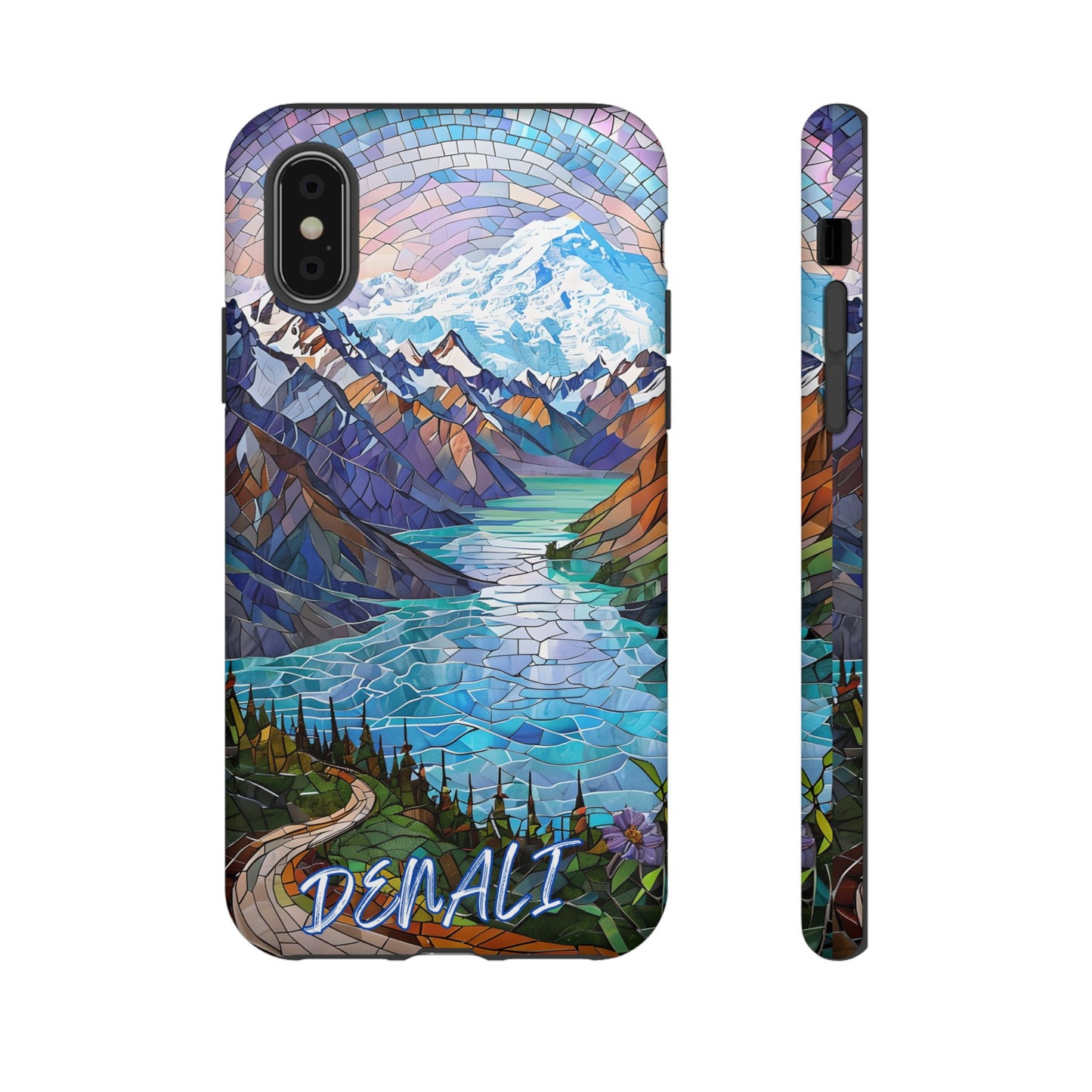 Denali National Park Alaska Phone Case, Mosaic Phone Case, Mountain Nature Art, National Park Gift,Stained Glass Scenic Forest Phone Cover,