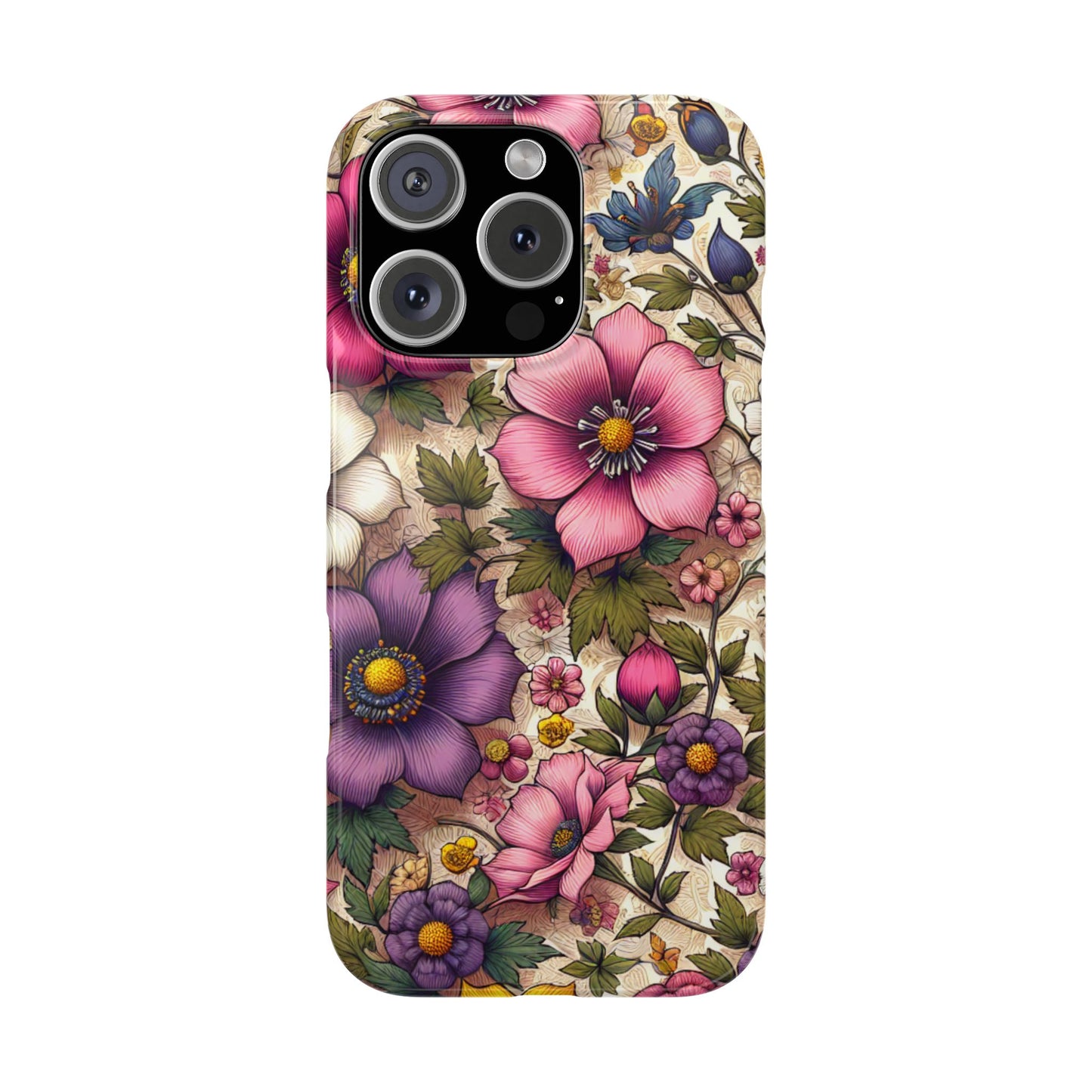 Floral Slim Phone Case - Vibrant Flower Design, Unique Floral iPhone Cover, Flower Phone Case, Gift for Her, Stylish Accessories