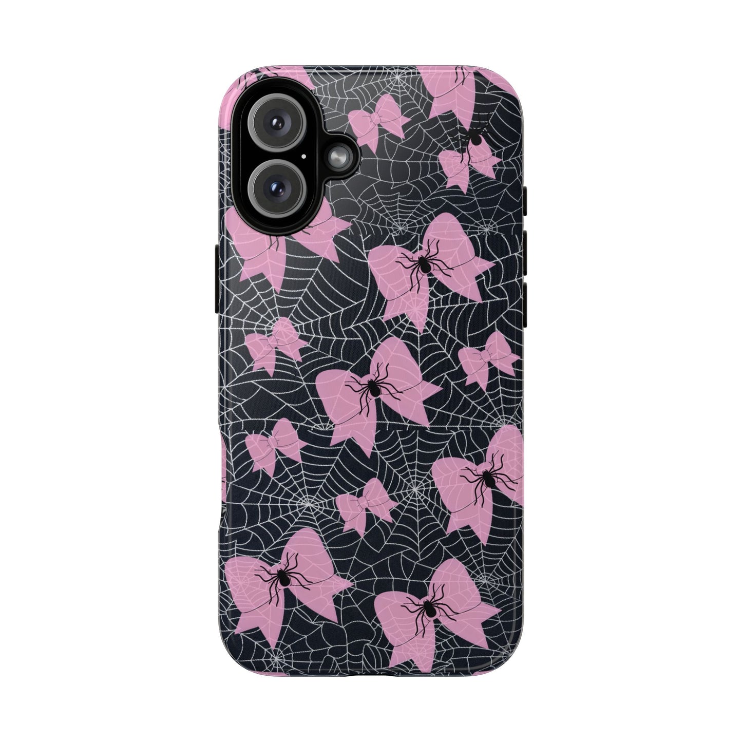 Pink Spider Bow Phone Case, Goth Coquette Spiderweb Phone Cover Creepy Cute Halloween Aesthetic Case Spooky Glam Girl Accessory for Alt Fans