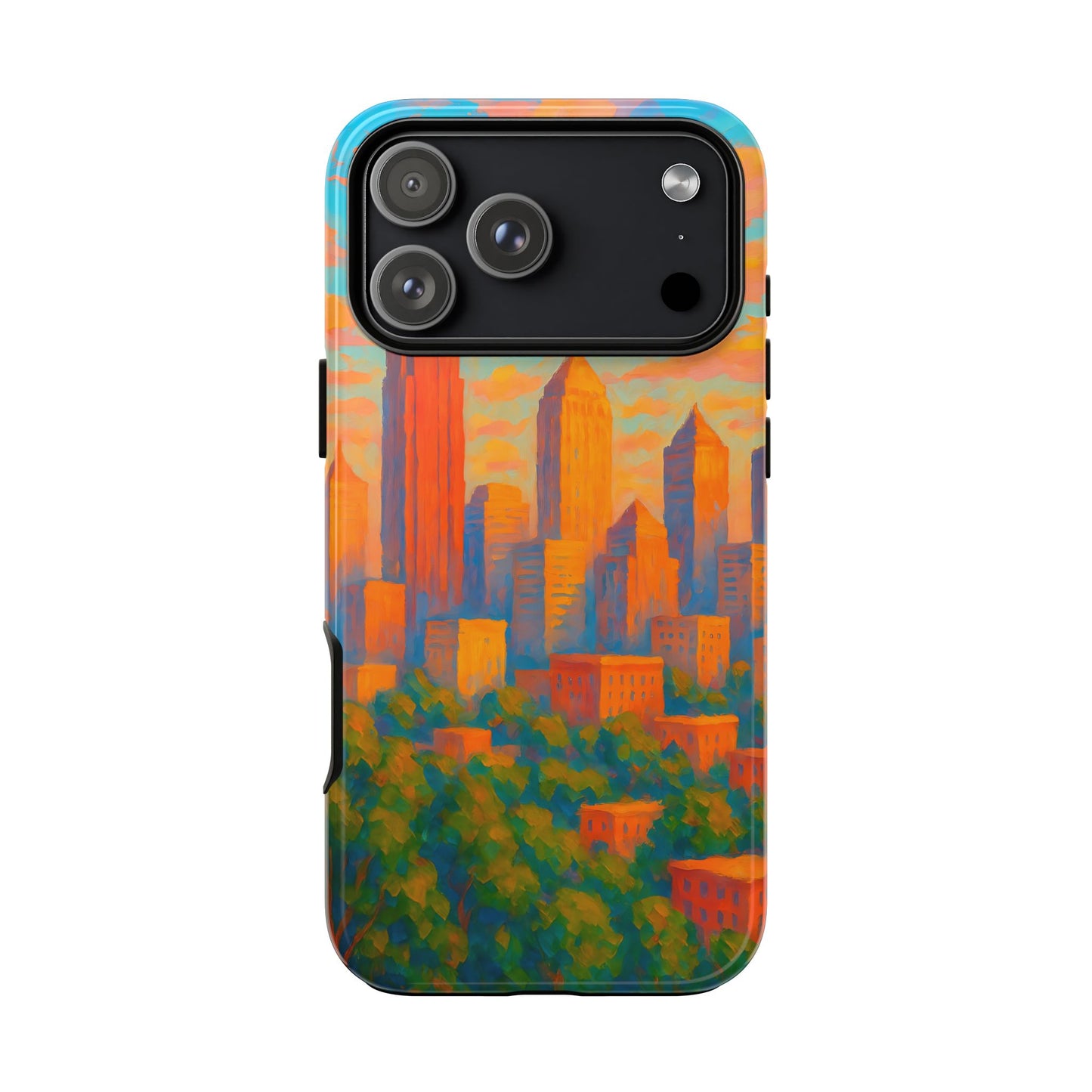 Cityscape Tough Phone Case, Atlanta Skyline Phone Cover, Sunset Glow Design Compatible with iPhone, Galaxy & Google
