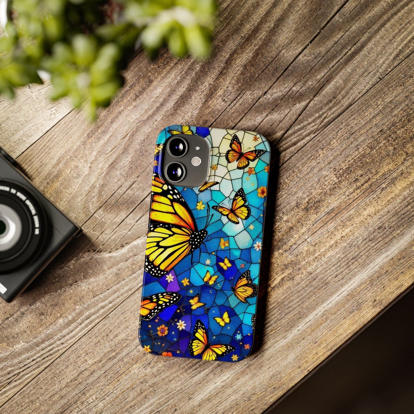 Butterfly Garden Slim Phone Case - Colorful Floral Design, Gift for Nature Lovers, Birthday Surprise, Eco-Friendly, Summer Vibes