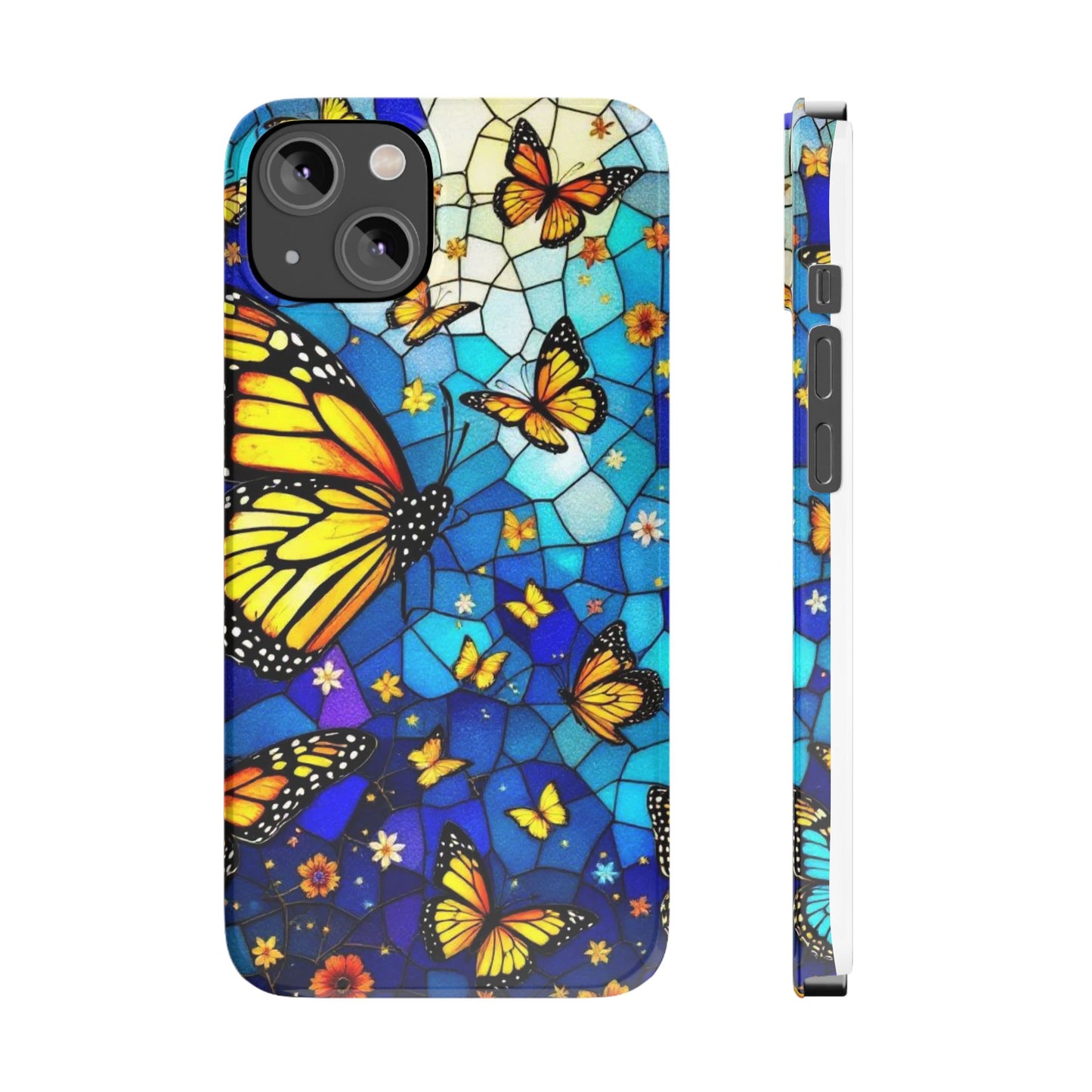 Butterfly Garden Slim Phone Case - Colorful Floral Design, Gift for Nature Lovers, Birthday Surprise, Eco-Friendly, Summer Vibes