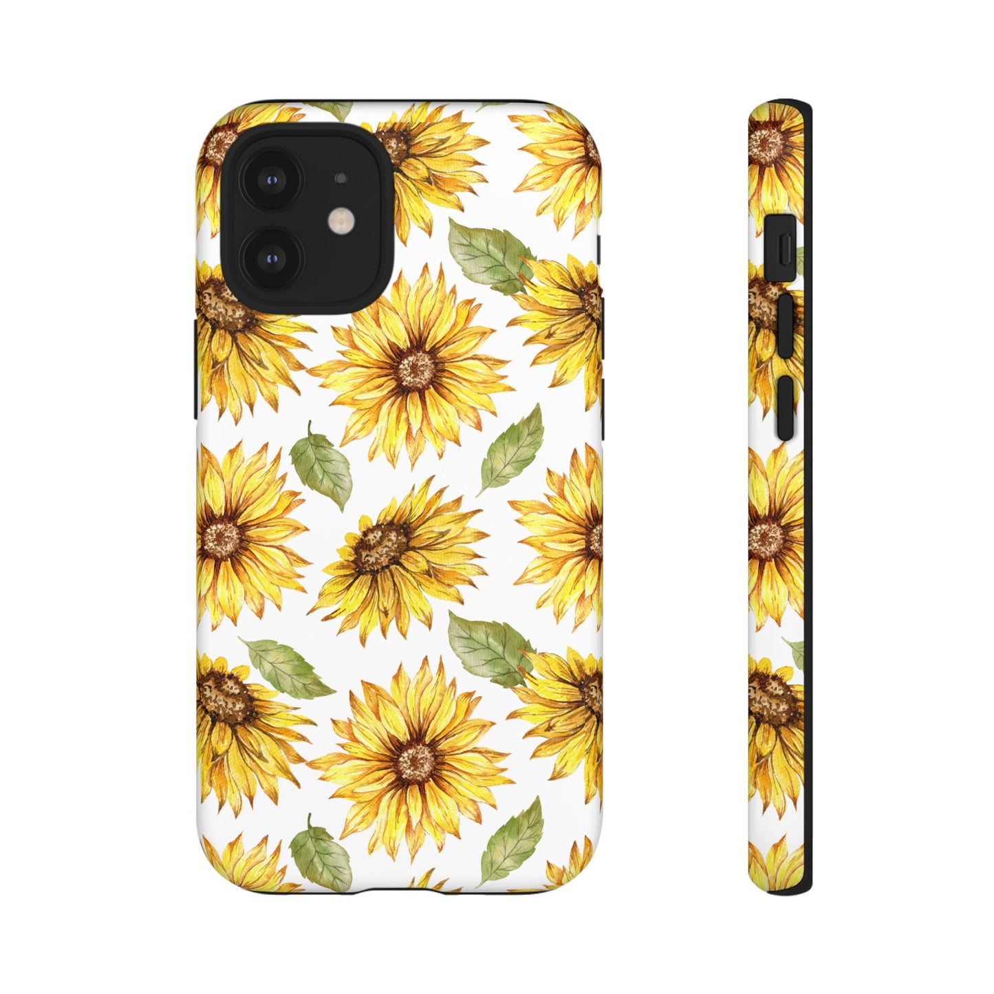 Sunflower Floral Tough Phone Case - Watercolor Botanical Print, Bright Nature Aesthetic, Compatible with iPhone, Galaxy, and Google Phones