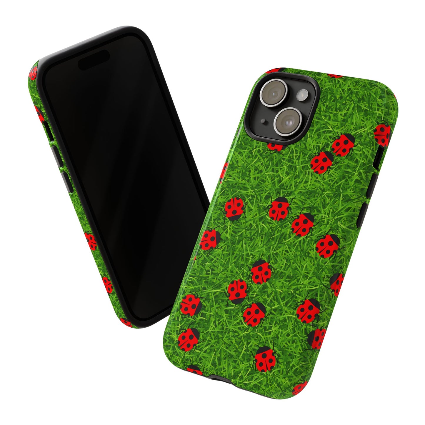 Ladybug Tough Phone Case - Cute Insect Aesthetic, Nature Pattern Art Design, Compatible with iPhone, Galaxy, and Google Phones
