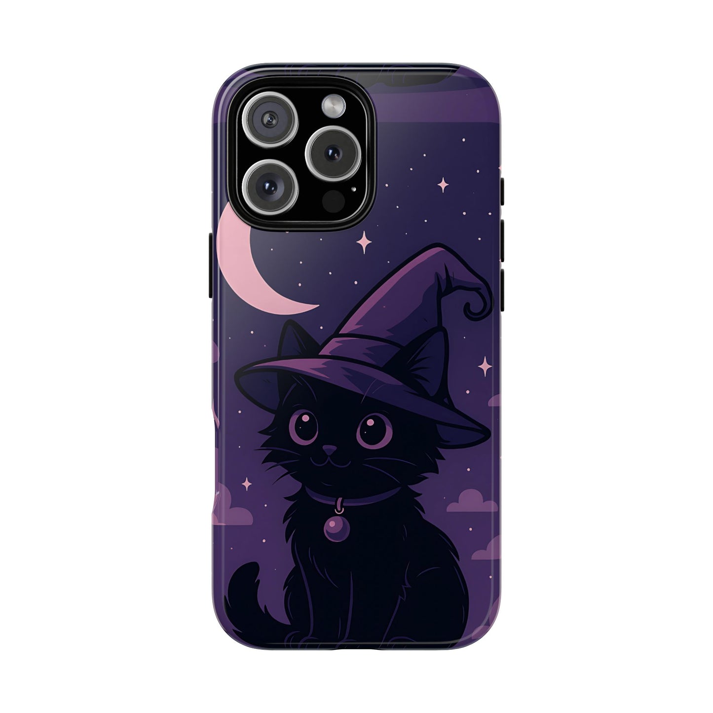 Witchy Black Cat Tough Phone Case - Pastel Goth Halloween Aesthetic, Magical Night Sky Design, Compatible with iPhone, Galaxy, and Google
