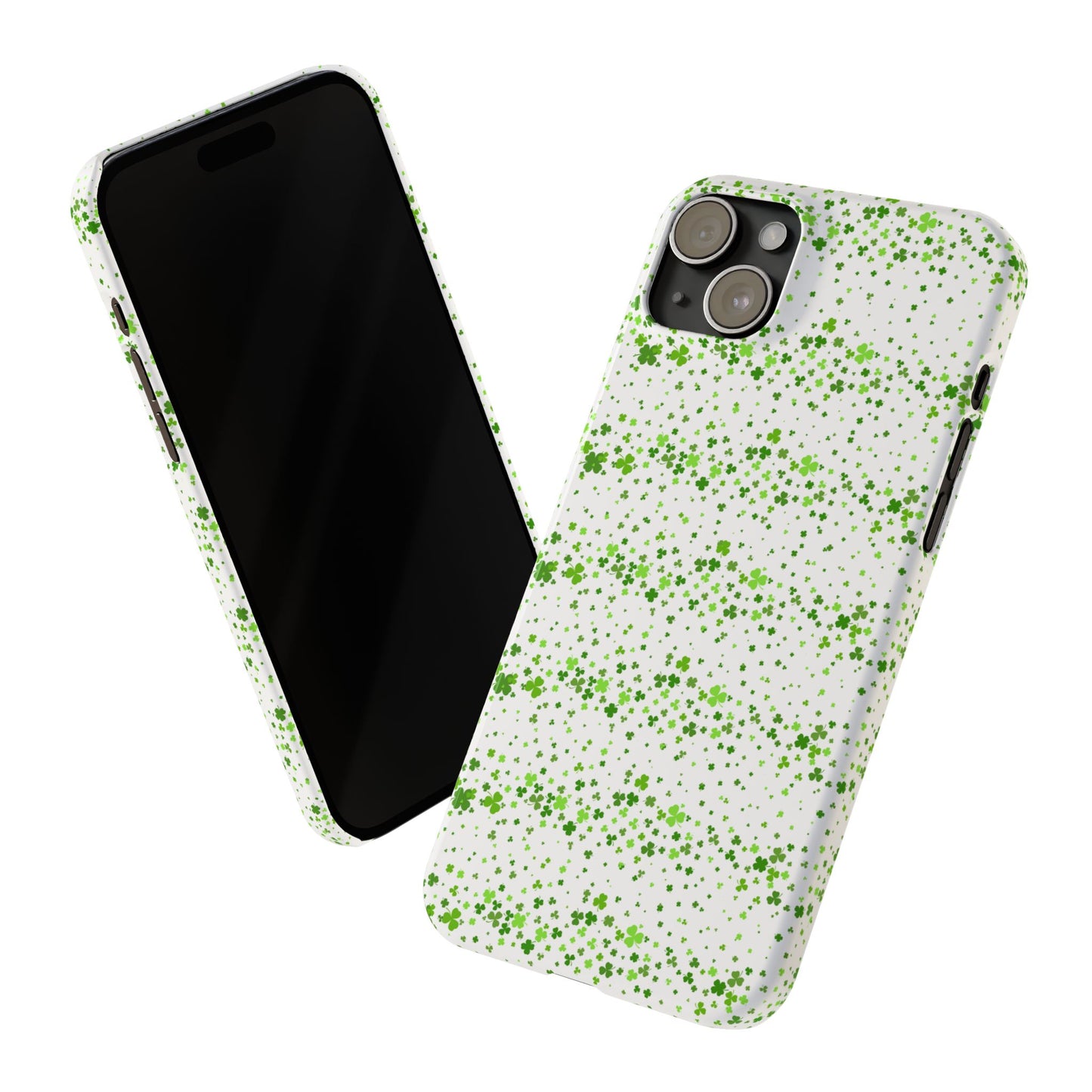 Shamrock Slim Phone Case, Minimal St Patricks Day Clover Pattern, Irish Green Cover Compatible with iPhone 17, 16, 15, 14, 13, 12, 11